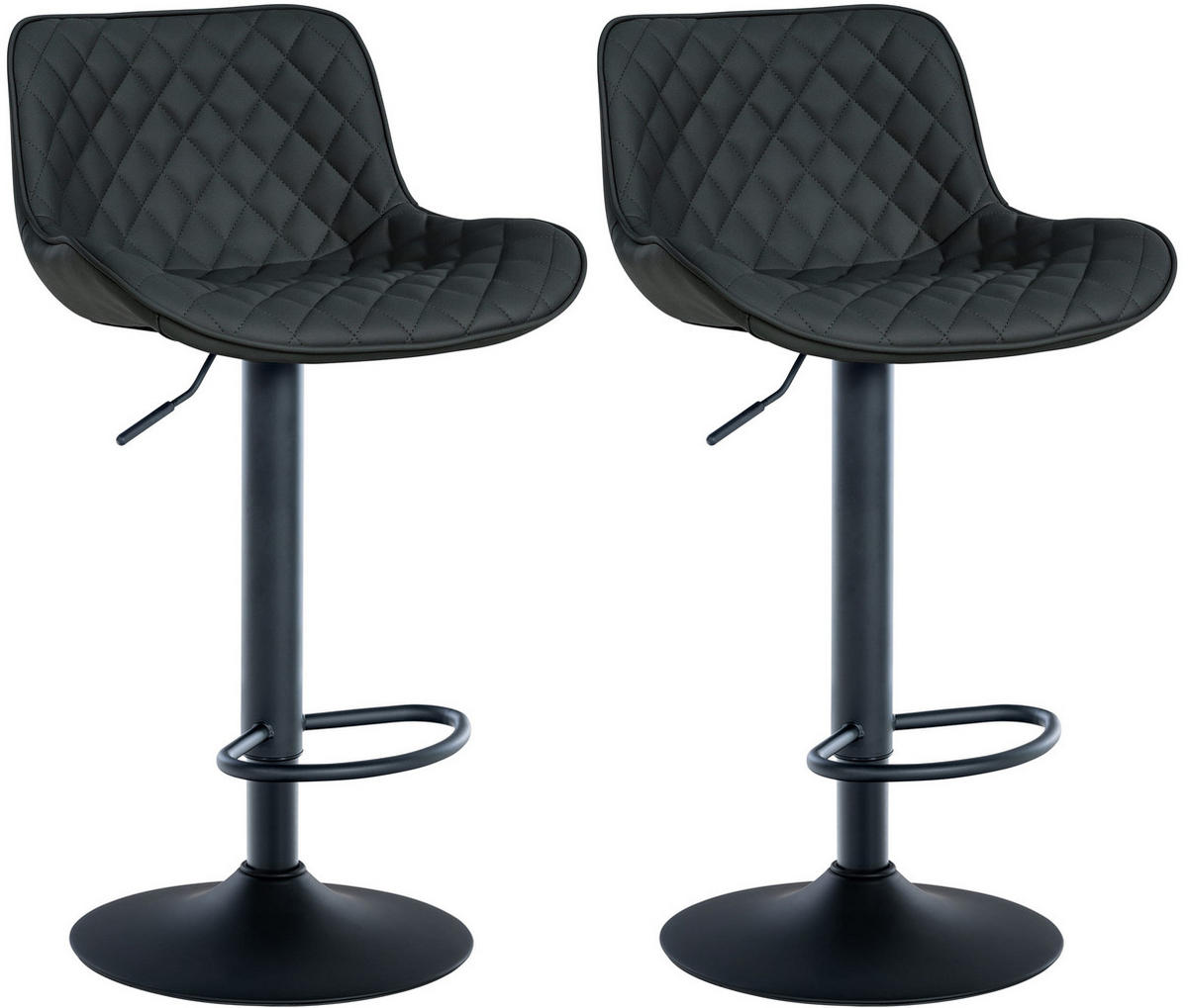 BARHOCKER 2er Set Lederlook schwarz - Schwarz, Textil/Metall (48/81/54cm) - CLP