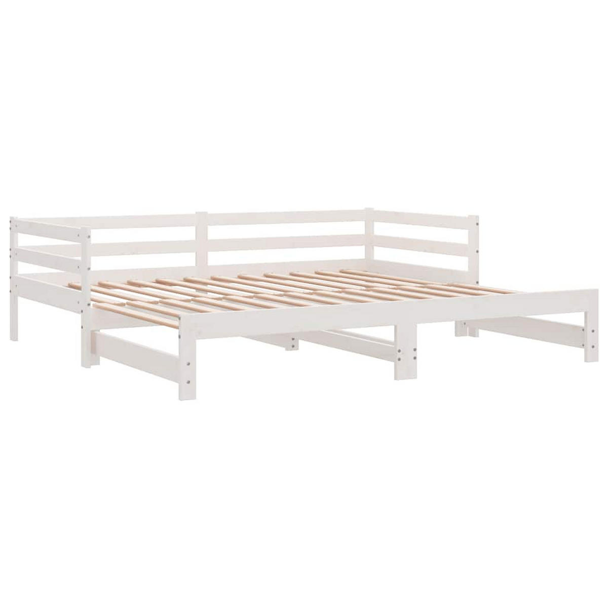 AUSZIEHBARES Tagesbett Weiss Massivholz Kiefer 90/200 Cm - Weiß, Textil (90/200cm) - vidaXL