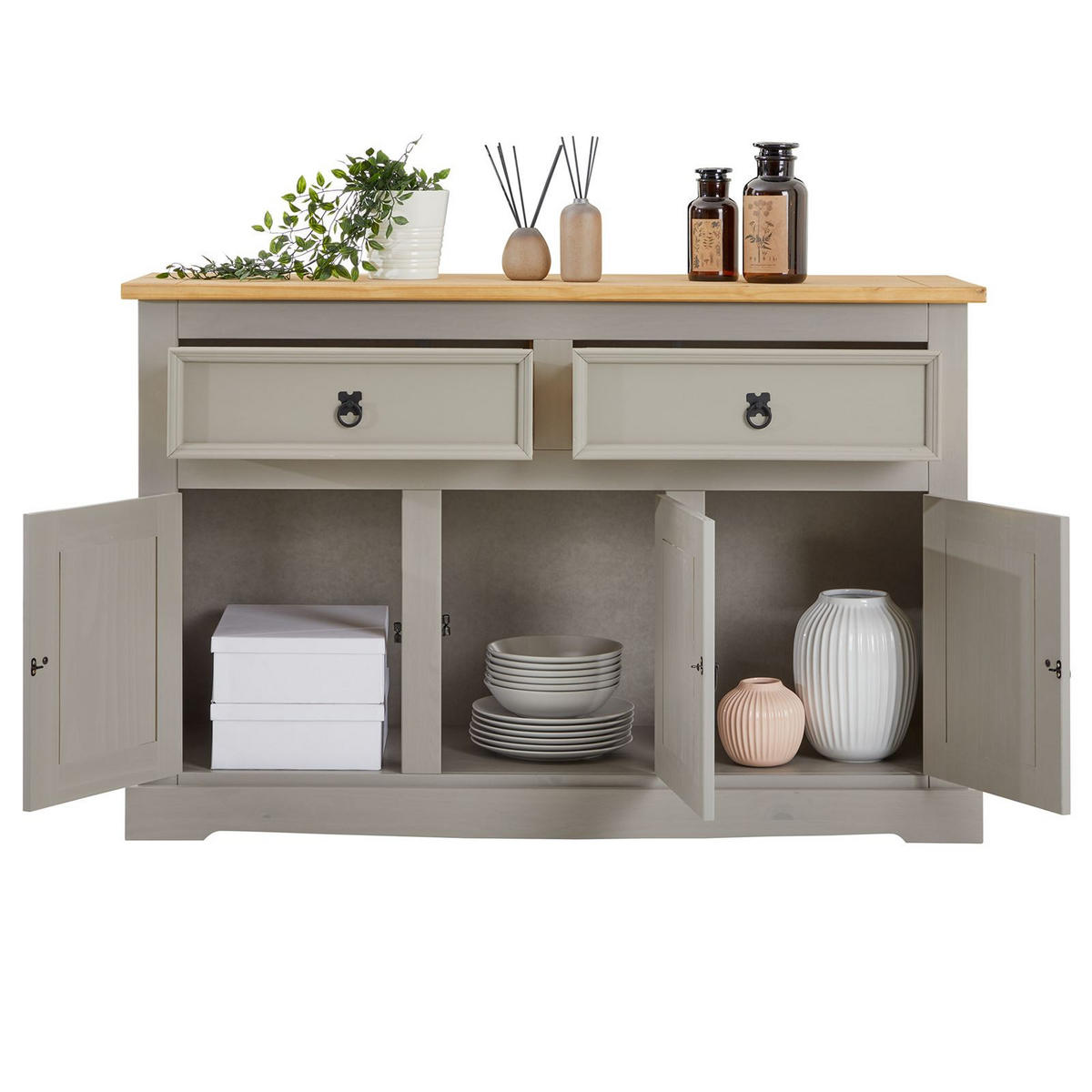 ANRICHTE TEQUILA - Braun/Grau, Holz (133/85/44cm) - IDIMEX