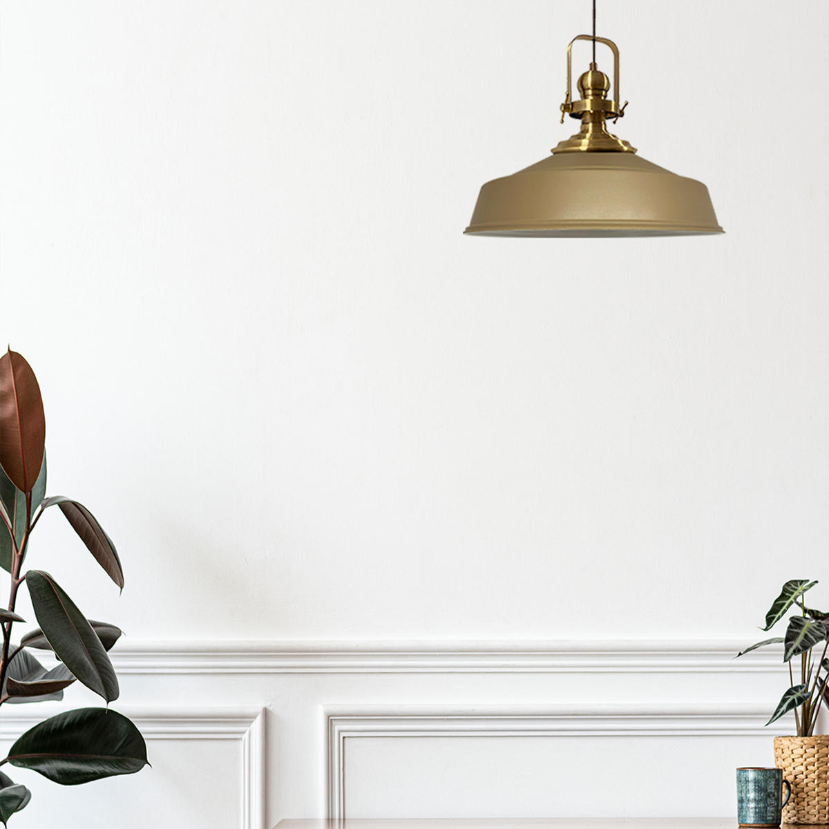 PENDELLEUCHTE Asletl 40/30 cm - Beige, Metall (30/40/33cm) - Bamyum