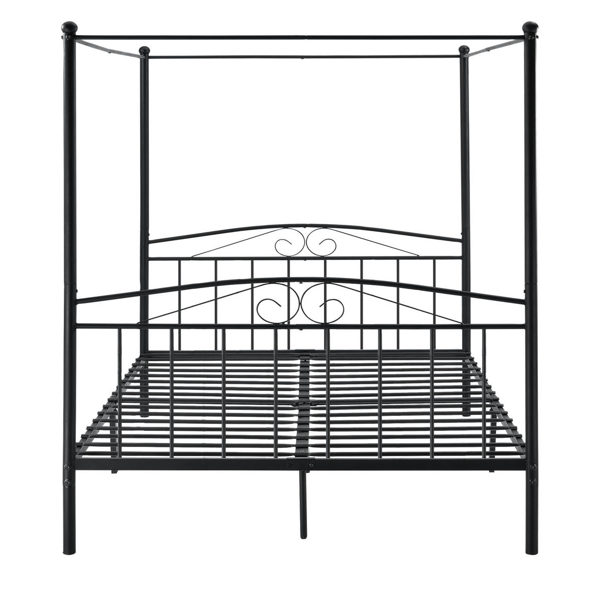 HIMMELBETT Lahti mit Matratze - Schwarz, Textil/Metall (180/200cm) - [en.casa]
