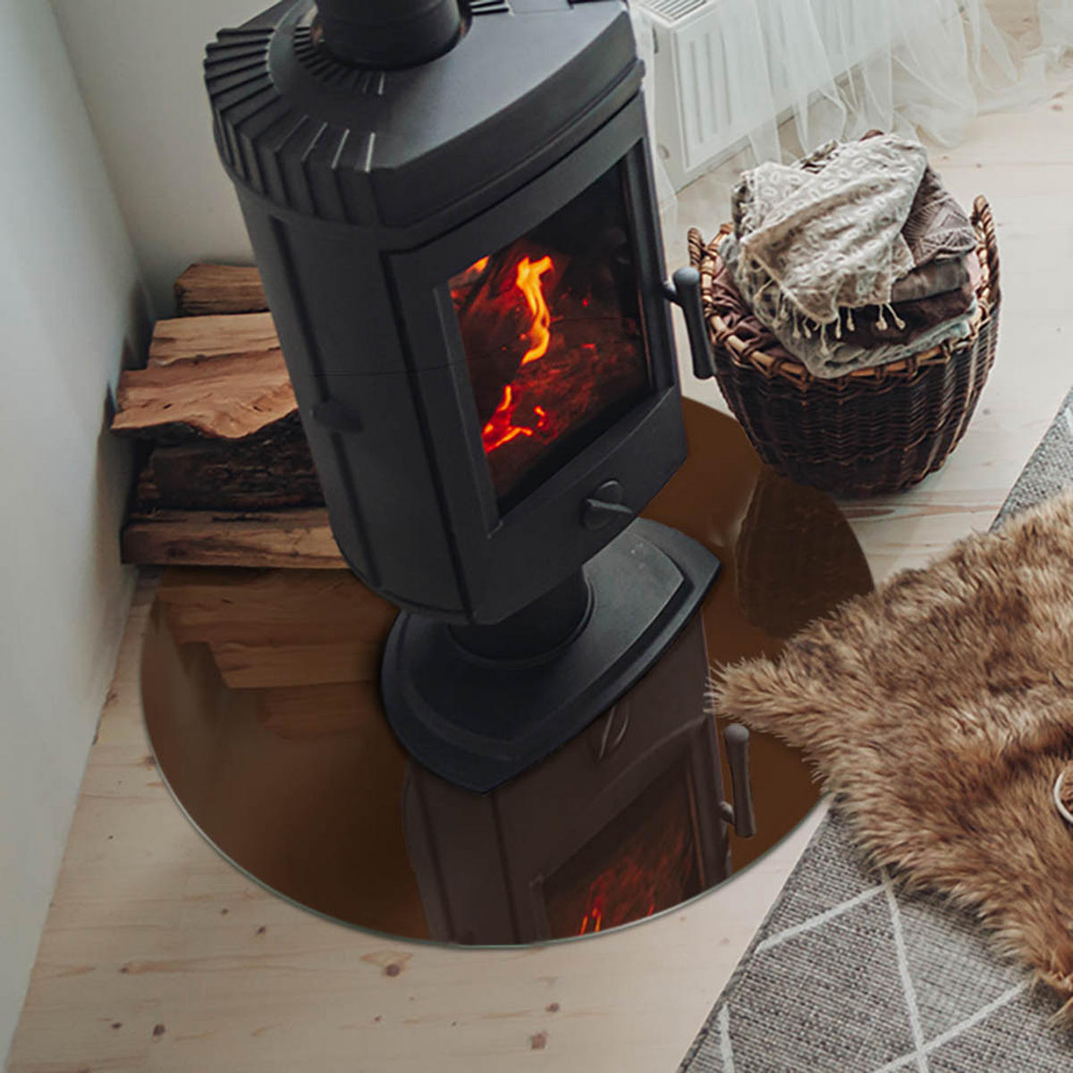 GLASPLATTE für Kamin Ø 70 cm Braun - Braun, Glas (70/70/0.4cm) - ArtPrintCave