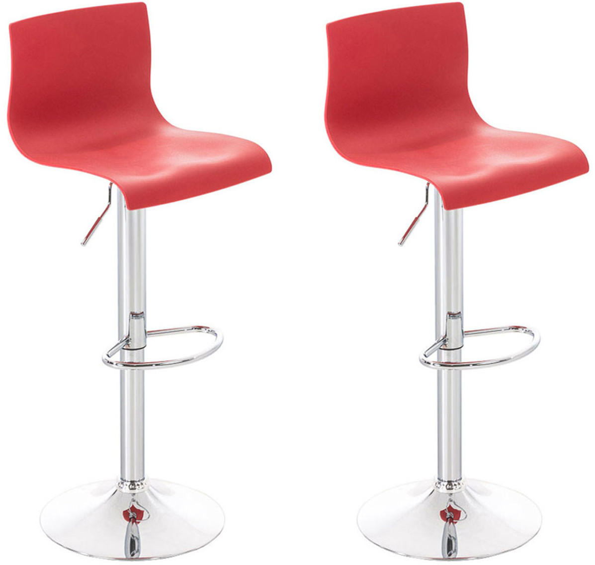 BARHOCKER 2er Set Kunststoff rot - Chromfarben/Rot, Kunststoff/Metall (39/84/36cm) - CLP