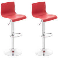 BARHOCKER 2er Set Kunststoff rot - Chromfarben/Rot, Kunststoff/Metall (39/84/36cm) - CLP