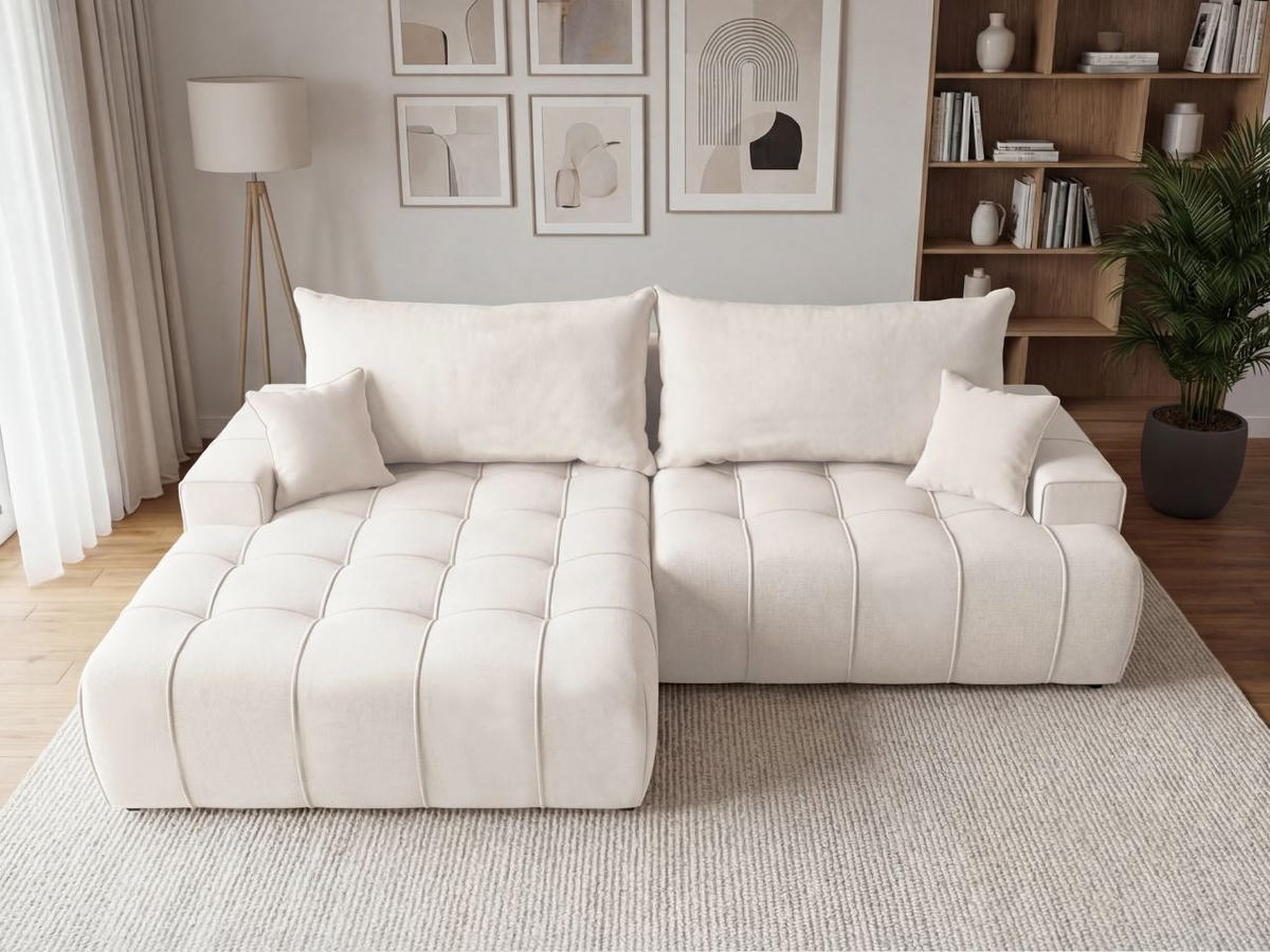 ECKSOFA Tulio Creme Links - Creme, Holz/Textil (270/165cm) - Graingold