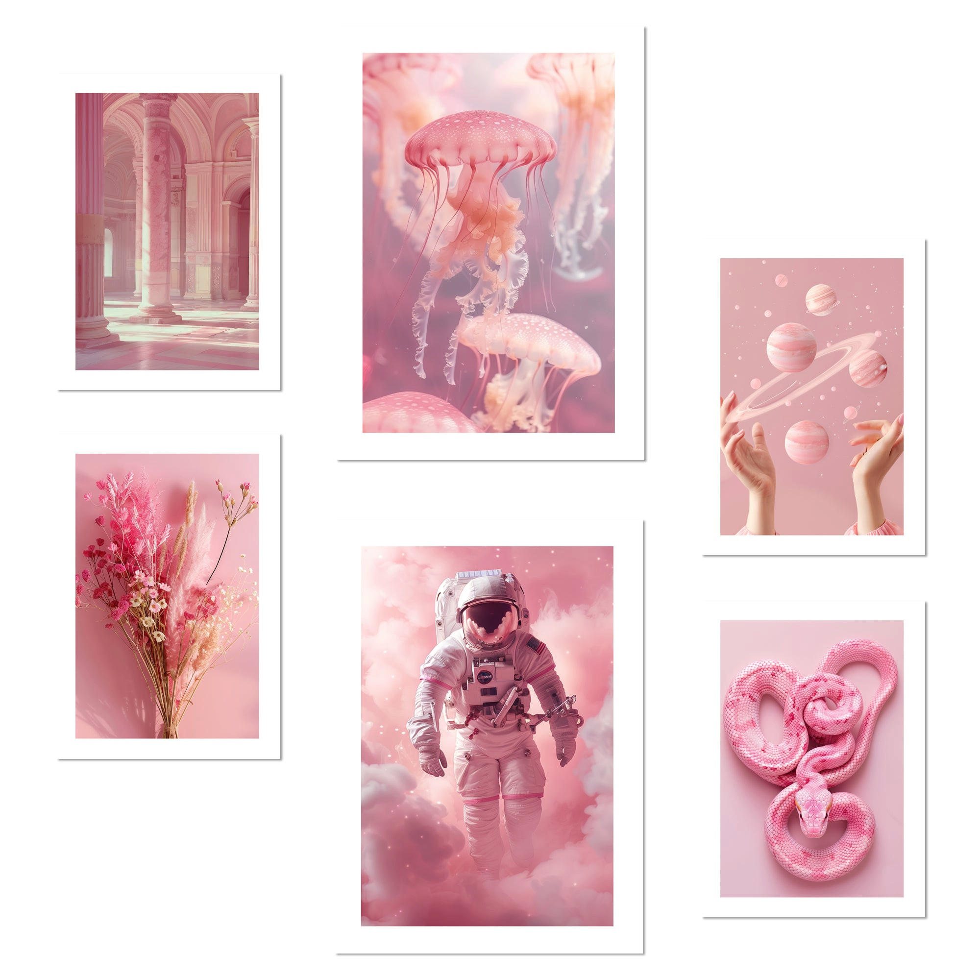 POSTER Set Mit 6 Pinke Komposition A3 & A4 Rahmenlos - Klar, Papier (29/3cm) - Nacnic