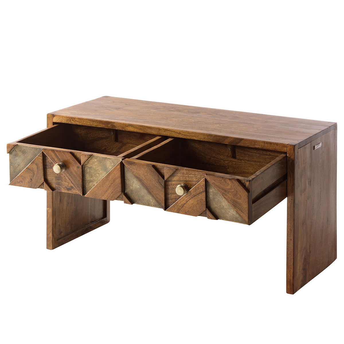 GARDEROBENBANK - Akazie massiv / Metall - Akaziefarben, Holz (87/45/35cm) - home24