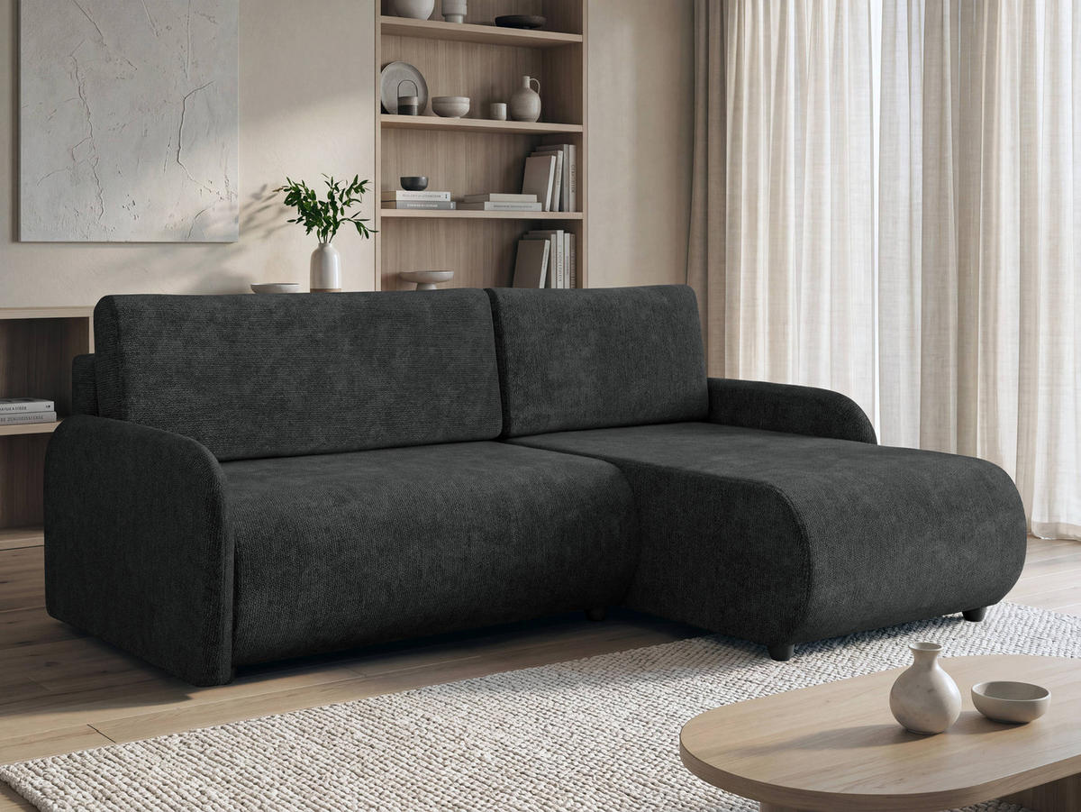 ECKSCHLAFSOFA Nest - Schwarz, Holz/Kunststoff (233/160cm) - MIRJAN24