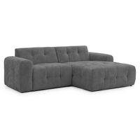 ECKSOFA Kozy im Bumpy-Design mit fester Rückenlehne aus weichem Grau Chenille-Stoff - Ottomane rechts - Schwarz/Grau, Holz/Kunststoff (234/161cm) - S-Style Möbel