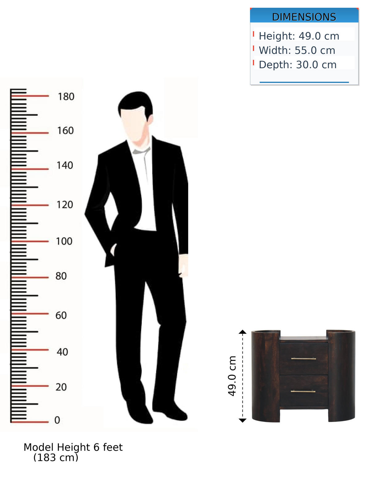 NACHTTISCH mit Samt-Mokka-Finish, 2 Schubladen, dunkelbraun - Goldfarben/Braun, Holz/Metall (55/49/30cm) - Artisan Furniture
