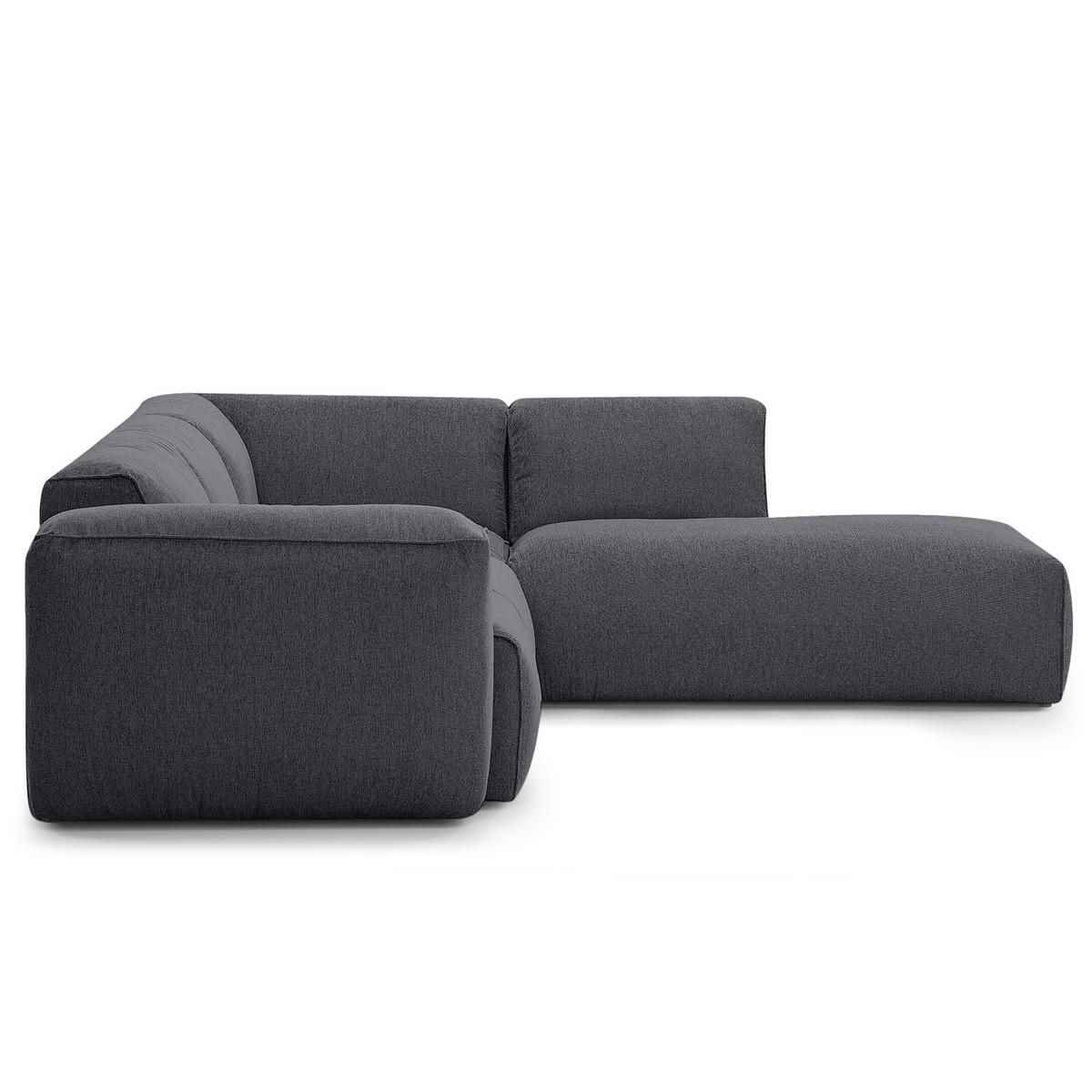 3-SITZER ECKSOFA mit Recamiere - Schwarz/Grau, Kunststoff/Textil (295/231cm) - home24