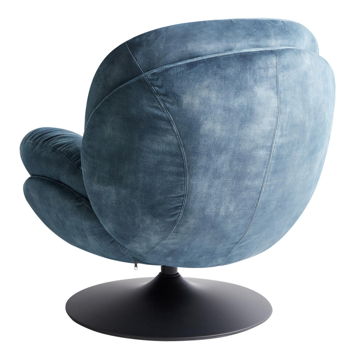 DREHSESSEL Dunkelblau Nolvik - Schwarz/Dunkelblau, Textil/Metall (82/82/85cm) - Beliani