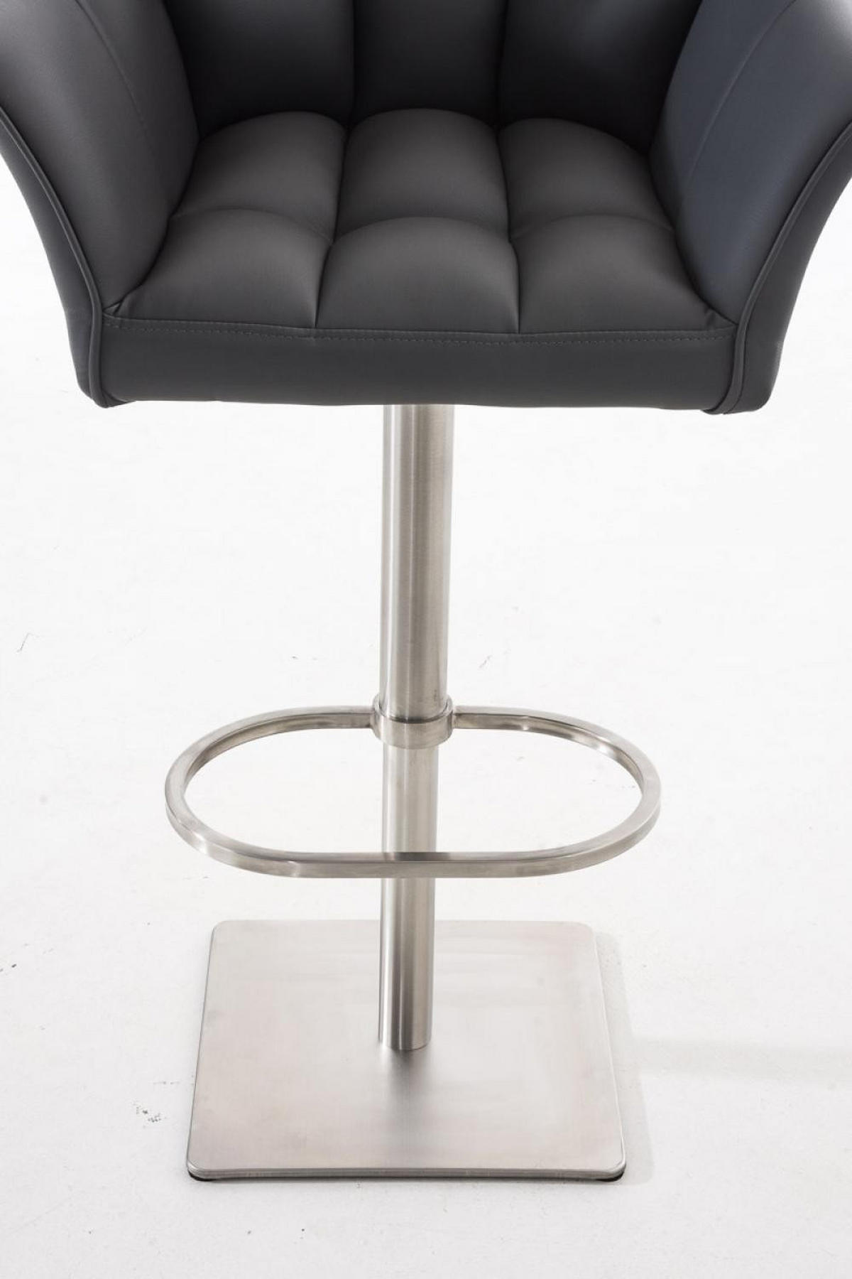 BARHOCKER 2er Set Lederlook Grau - Edelstahlfarben/Grau, Textil/Metall (64/88/45cm) - CLP