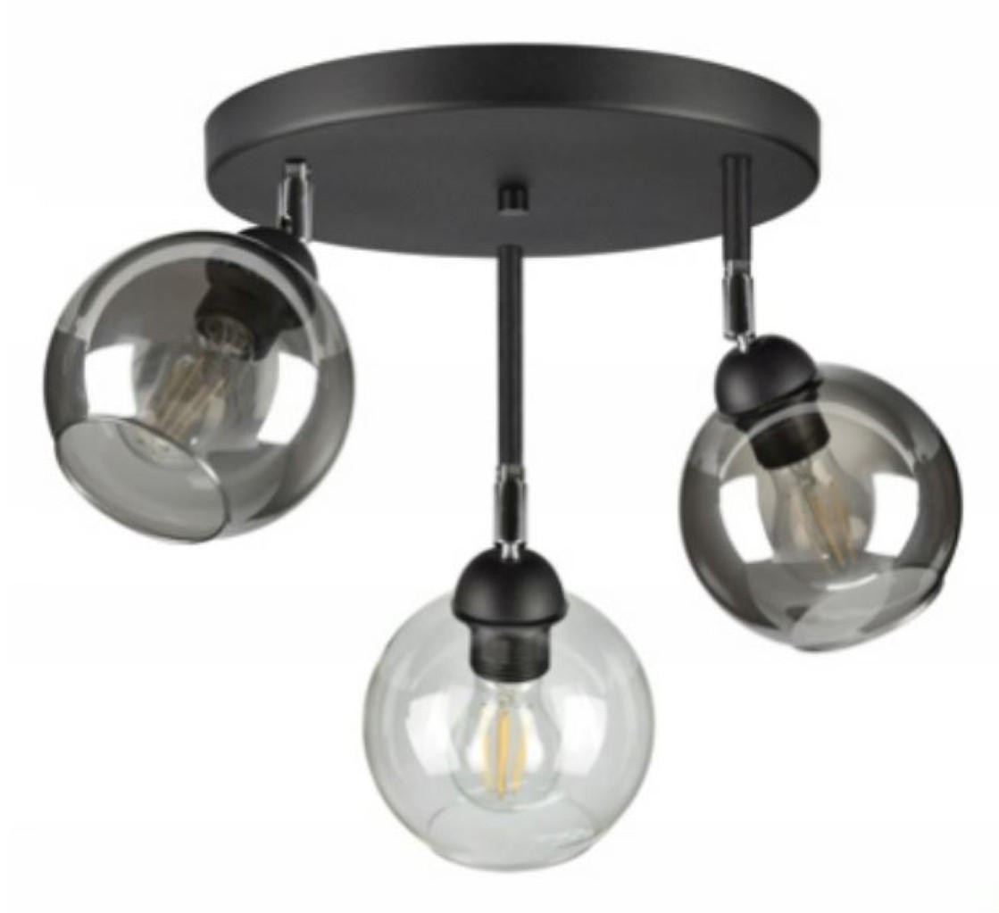 DECKENLEUCHTE HAGEN - Transparent/Schwarz, Glas/Metall (35/35/35cm) - kiki design