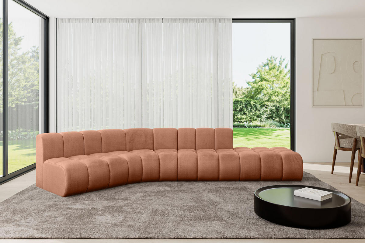 ECKSOFA modulares Sofa Brilo-L1 - 380x174x70 cm Apricot - Koralle, Holzwerkstoff/Textil (380/174cm) - ALTDECOR