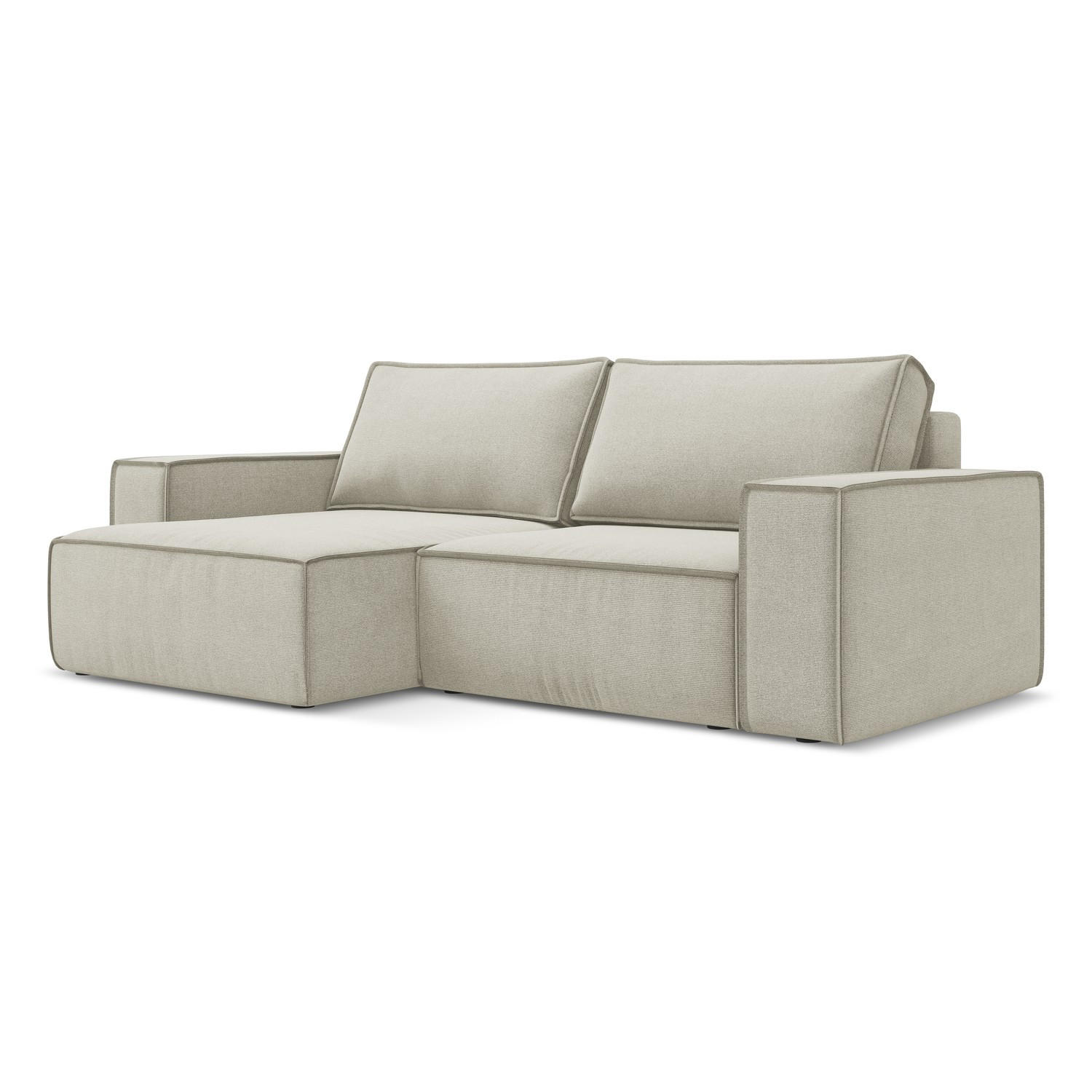 ECKSOFA mit Schlaffunktion Strukturstoff Stoff Beige - Beige/Creme, Kunststoff/Textil (148/257cm) - LaMiaSofa