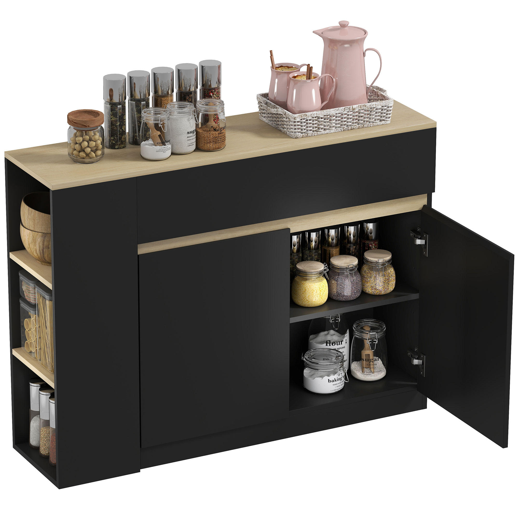 Pangivo Sideboard Schwarz 110x82x29.5 cm