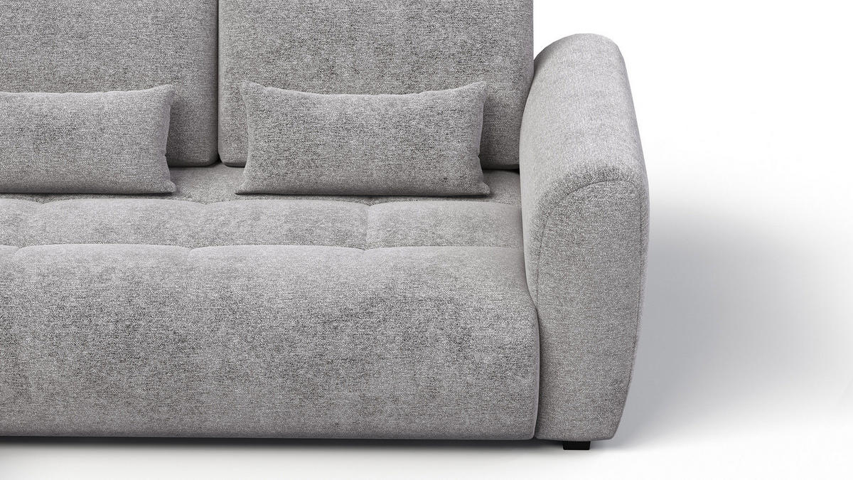 ECKSOFA SORENO 4-Sitzer, platingrau - Schwarz/Grau, Holz/Textil (293/171cm) - Courtois Laville