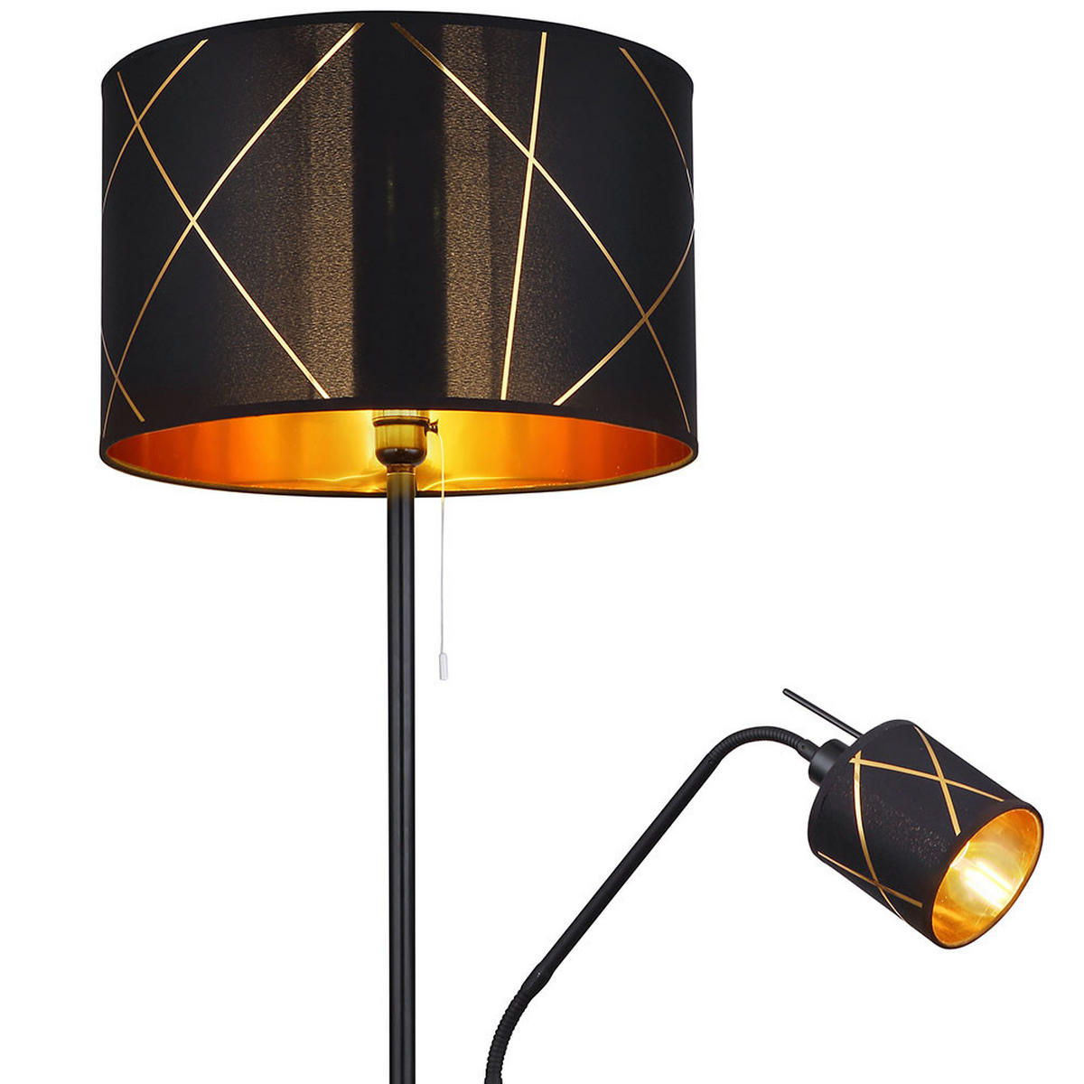LED STEHLEUCHTE BEMMO Metall Schwarz - Schwarz, Metall (40/40/175cm) - Globo Lighting