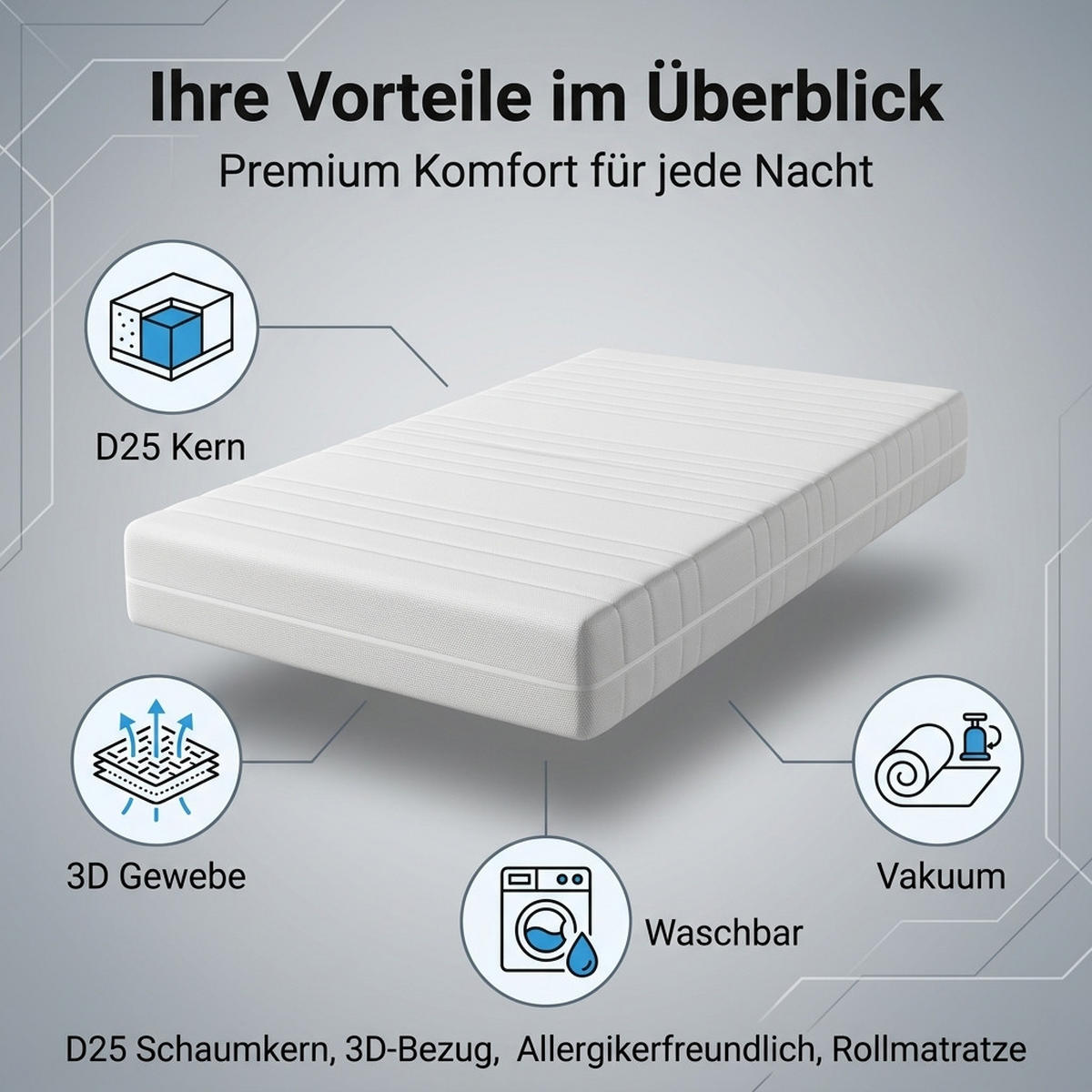 KALTSCHAUMMATRATZE 140/200 cm Weiß Höhe 20cm - Weiß, Textil (140/200cm) - Oxeza