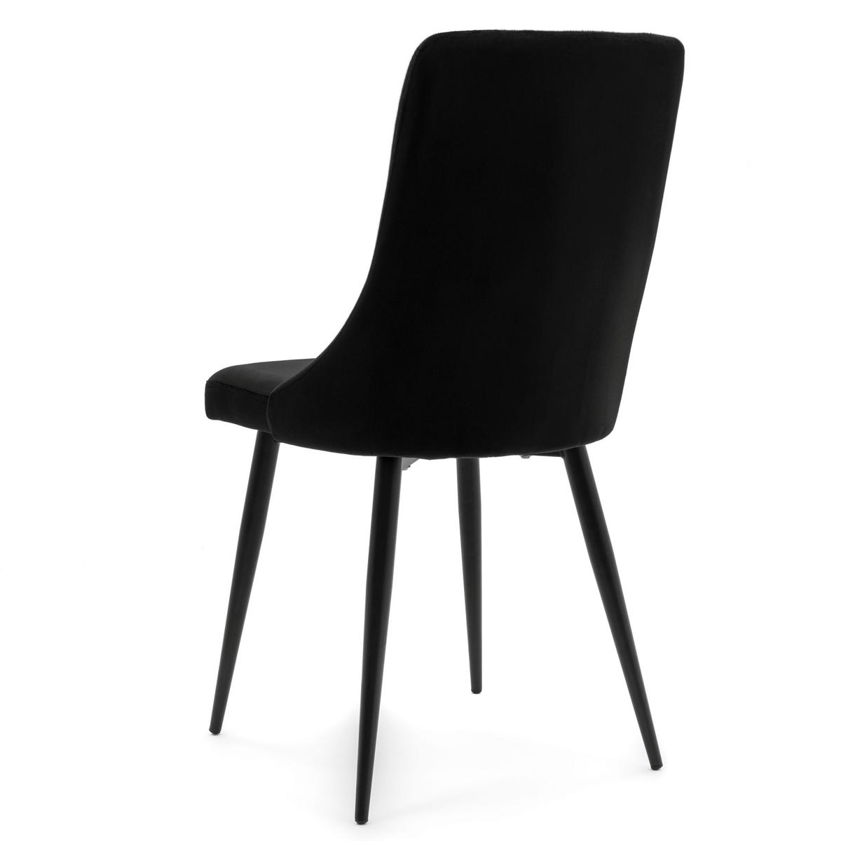 STUHL CAREN gepolstert mit Steppung - schwarz - Samt Velours - Schwarz, Metall (50/94/65cm) - NEW HOME