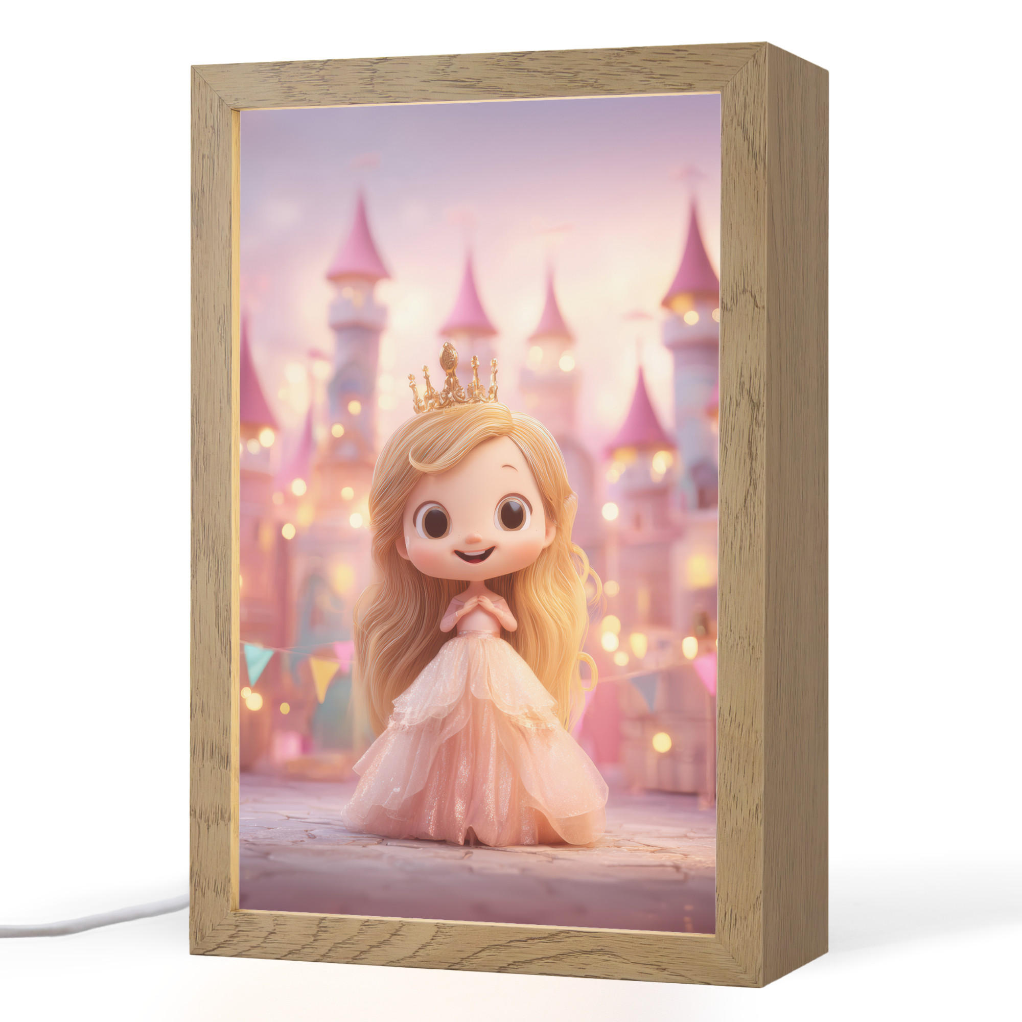 OnlyWow NOČNÍ LAMPIČKA Princezna - Růžová - Zámek 20x30 cm