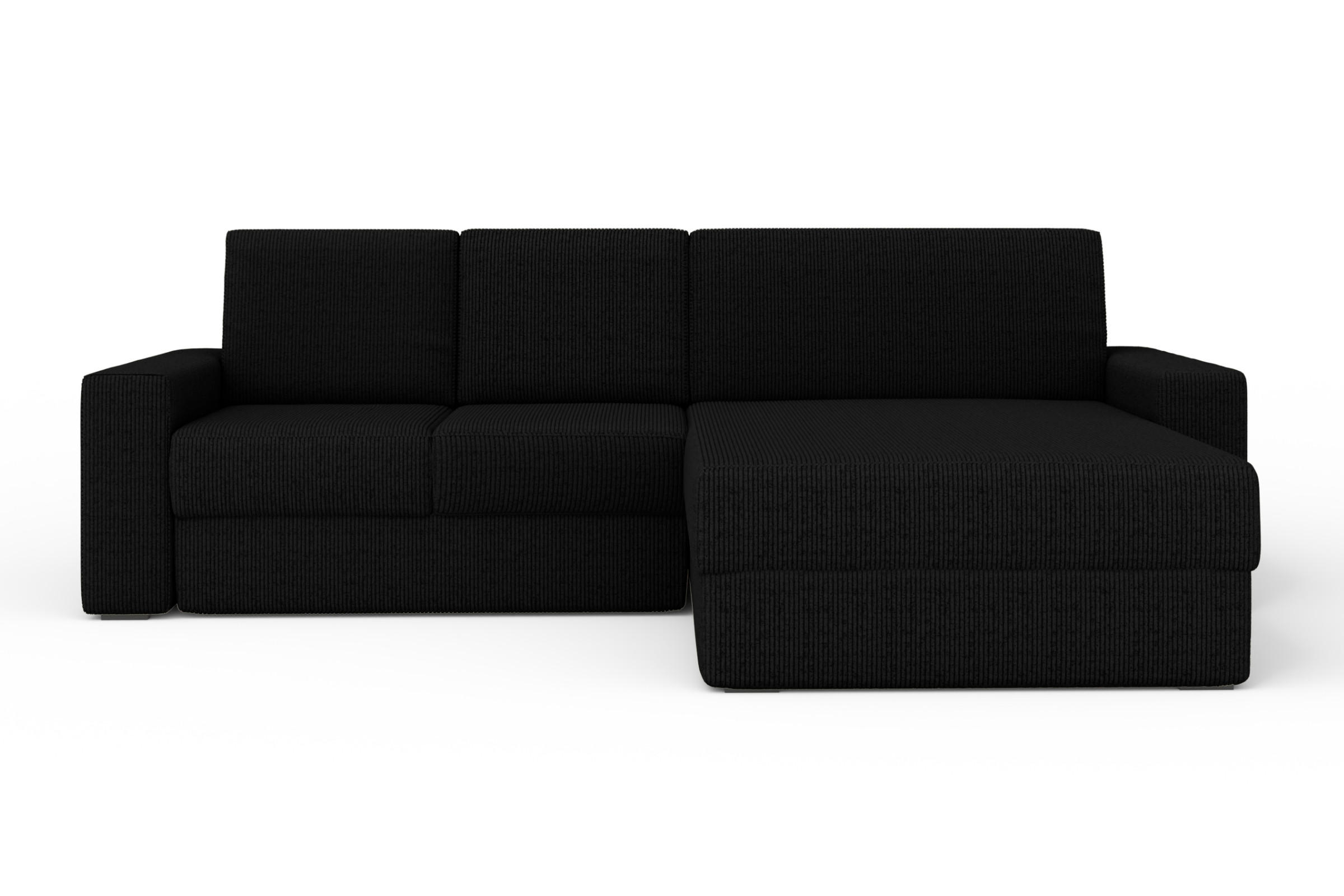 ECKSOFA TOCO XL 275/170 cm in Cord Schwarz rechts - Schwarz, Holz/Holzwerkstoff (275/170cm) - Deine Möbel 24