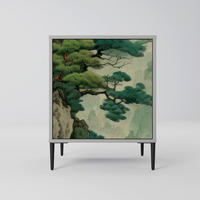 SIDEBOARD VERDURE ABYSS, Grau, 57,5x42x72,5 cm, Schwarze Metallfüße - Multicolor/Schwarz, Holzwerkstoff/Metall (57.5/72.5/42cm) - SpaceRebels