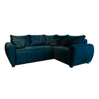 ECKSOFA MADISON L R-S Blau Plüsch-Stoff mit Schlaffunktion - Blau, Holz (235/175cm) - MASSENO