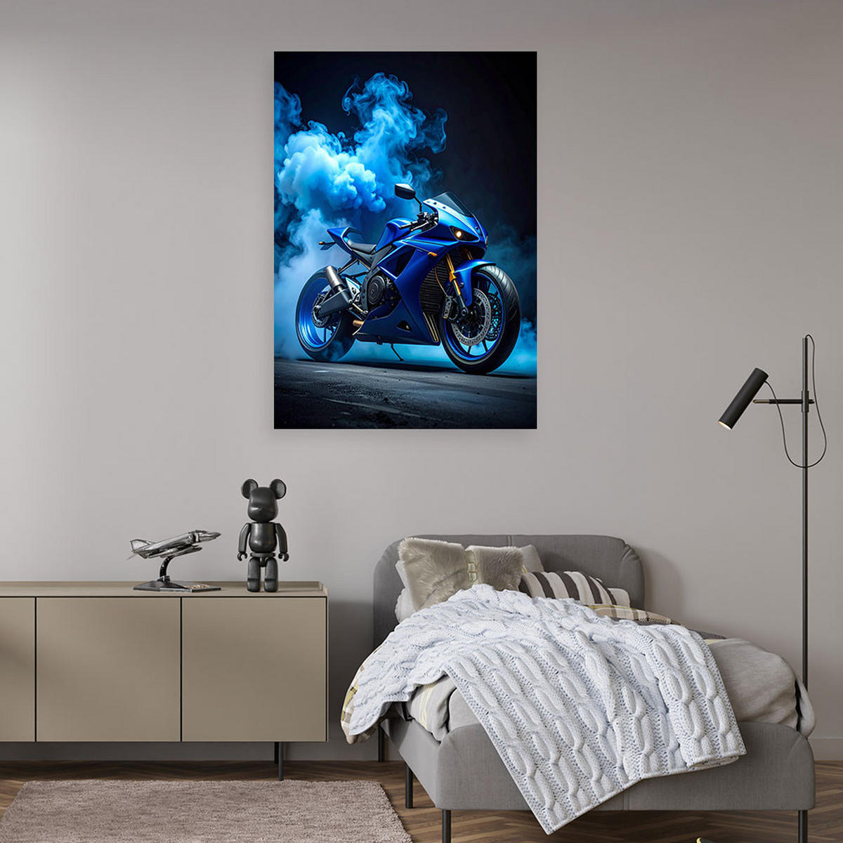 LEINWANDBILD Kraftfahrzeuge 60x90cm - Blau, Textil (60/90cm) - Feeby