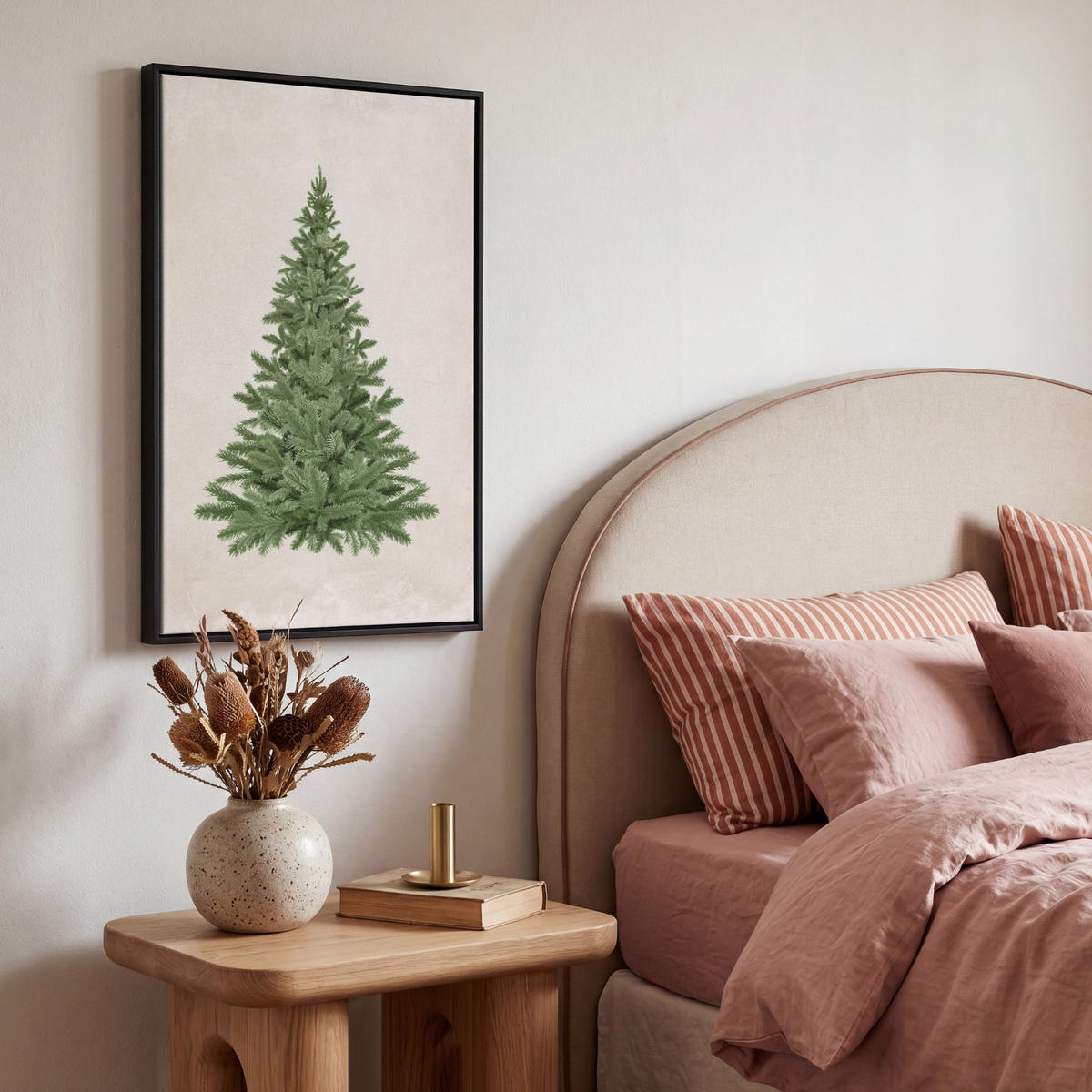 LEINWAND Bilder mit Rahmen - Weihnachtsbaum - Grün - Weihnachten - Feiertage - 40x60 - Olivgrün, Textil (40/60cm) - MuchoWow