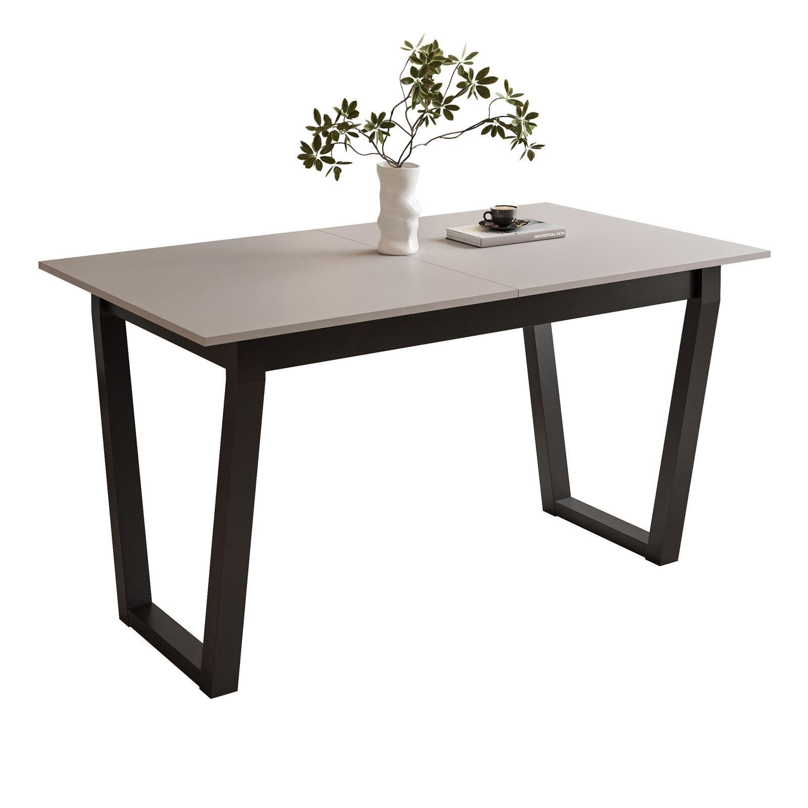 ESSTISCH ARTON II ausziehbarer Tisch 140-195 cm für 6-8 Personen - Beige/Schwarz, Holzwerkstoff/Metall (140/80/77cm) - Lookway