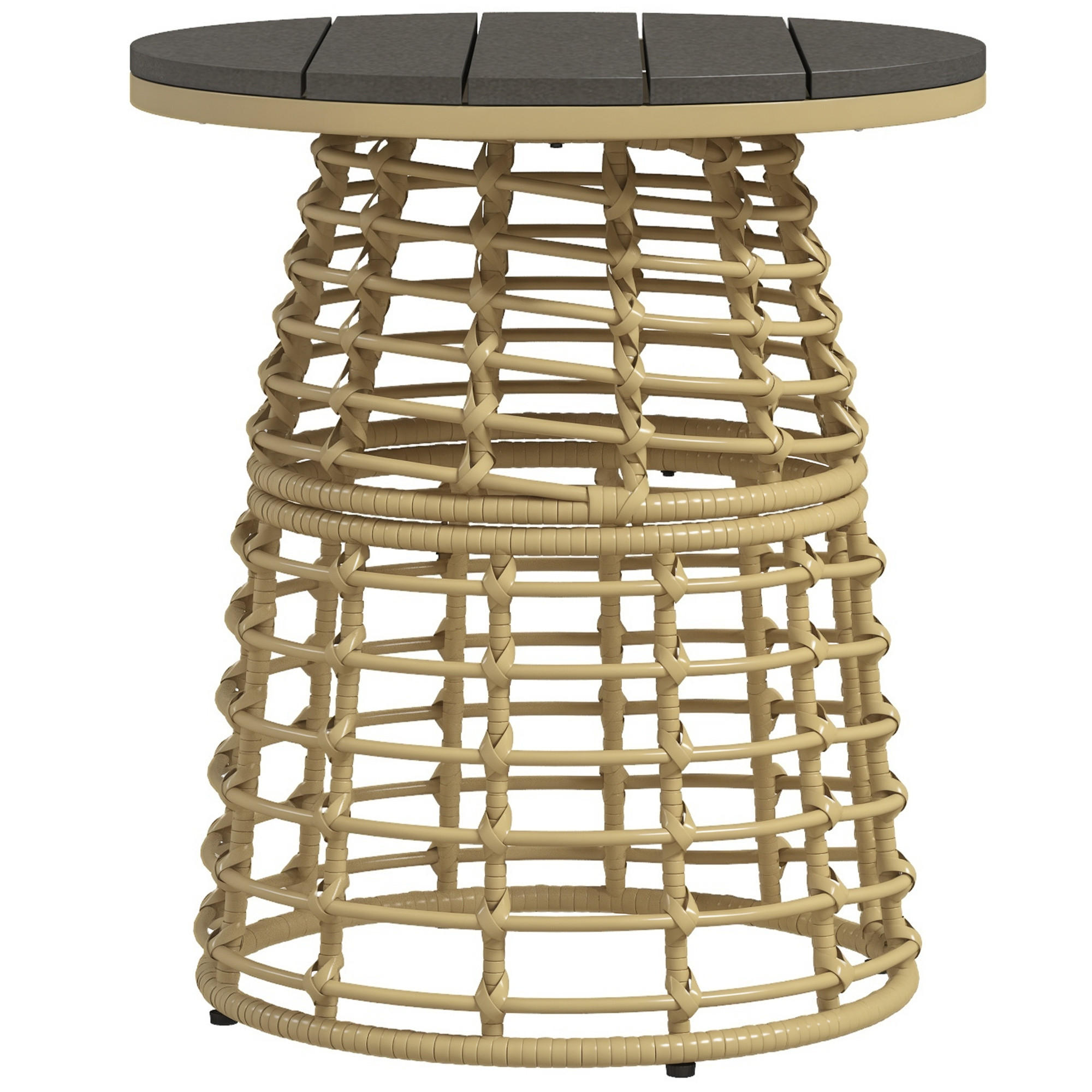 GARTENBEISTELLTISCH DE-13585 rund mit Composite-Platte Natur - Naturfarben, Kunststoff/Metall (45/45/50cm) - ComfortXL