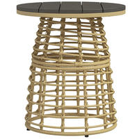 GARTENBEISTELLTISCH DE-13585 rund mit Composite-Platte Natur - Naturfarben, Kunststoff/Metall (45/45/50cm) - ComfortXL