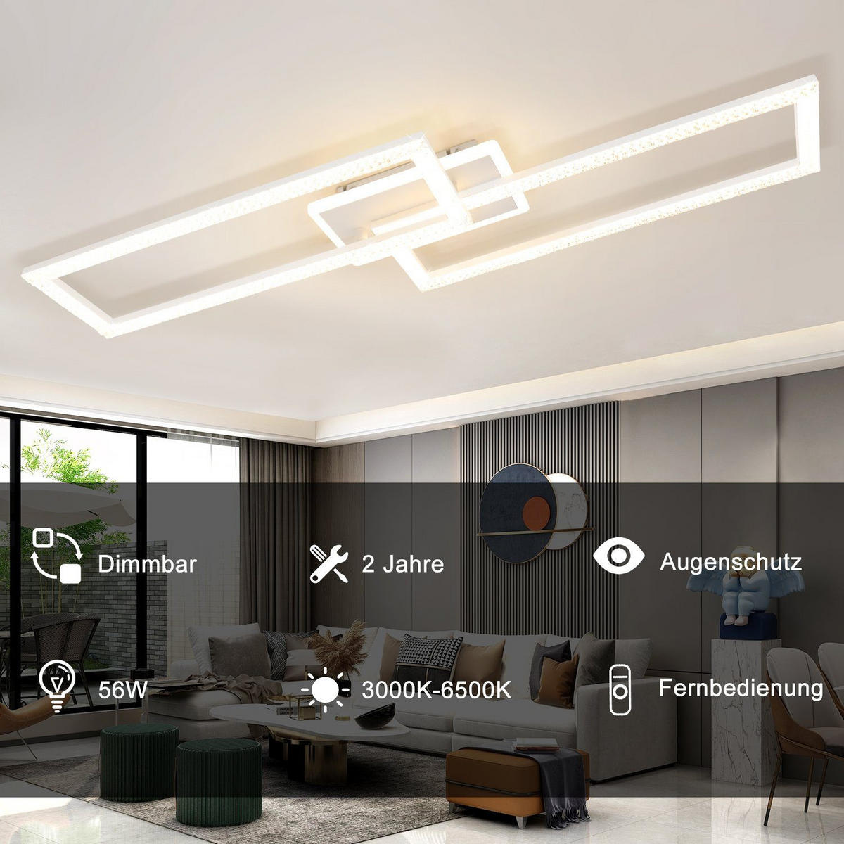 LED-DECKENLEUCHTE Gregor 80/26/8 cm - Weiß, Metall (80/26/8cm) - Nettlife