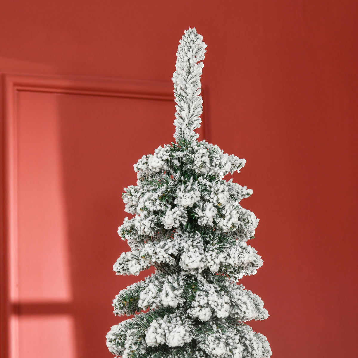 KÜNSTLICHER Weihnachtsbaum, 210 cm Christbaum mit 490 Spitzen für Weihnachten - Weiß/Grün, Kunststoff/Metall (210cm) - HOMCOM