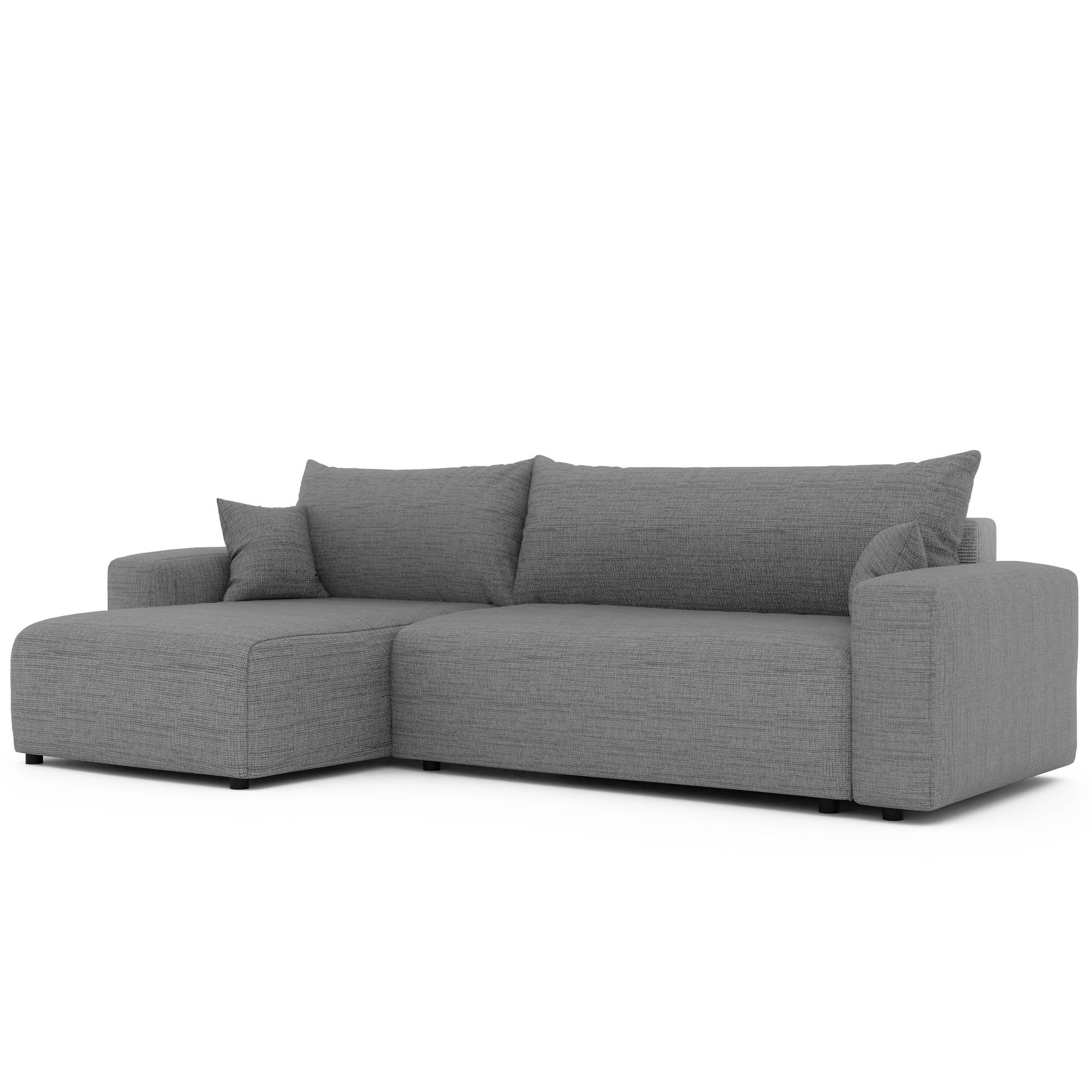 ECKSOFA mit Schlaffunktion und Bettkasten, Grau - Grau, Holzwerkstoff/Textil (145/278cm) - Idohome