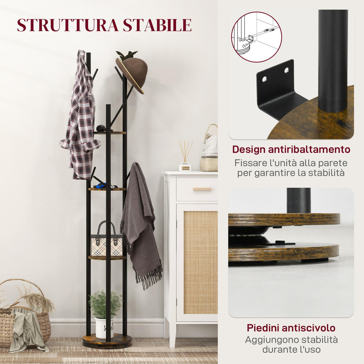 GARDEROBENSTÄNDER Braun 1 Stück - Braun, Holzwerkstoff (30/175/30cm) - GiPP