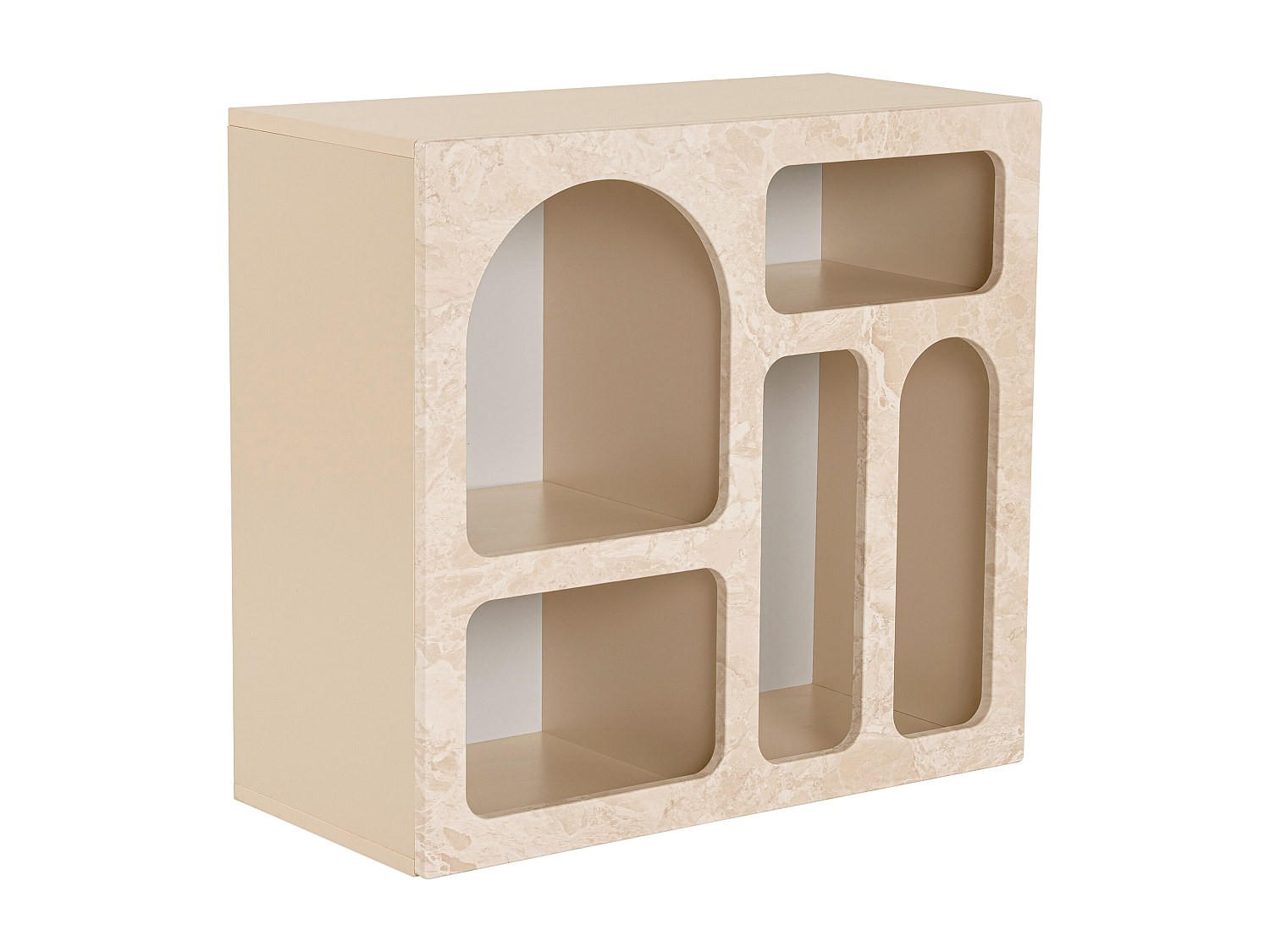 WANDKONSOLE mit 5 Fächern - Marmor-Optik Beige - LUELA - Beige, Holz (80/74/37cm) - Vente-Unique