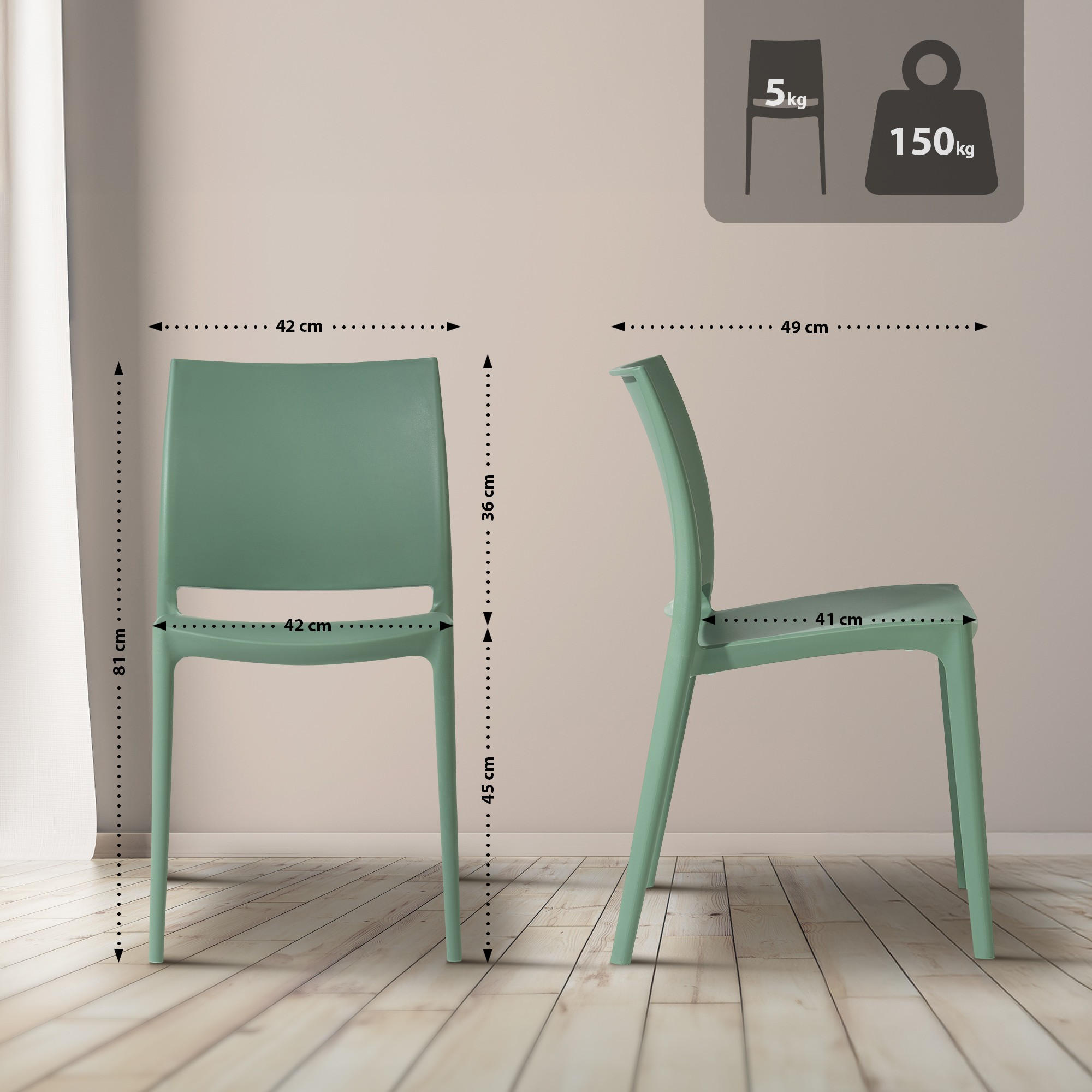 GARTENSTUHL Kunststoff Oliv - Olivgrün, Kunststoff (42/81/49cm) - CLP
