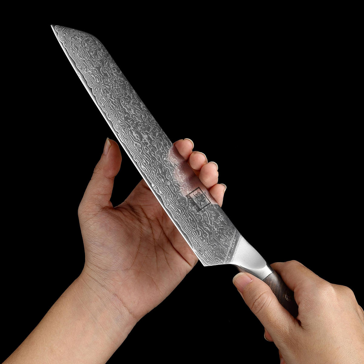 DAMASTMESSER-SET 3-TEILIG 12–20 cm - Ahornfarben, Holz/Metall - Zayiko