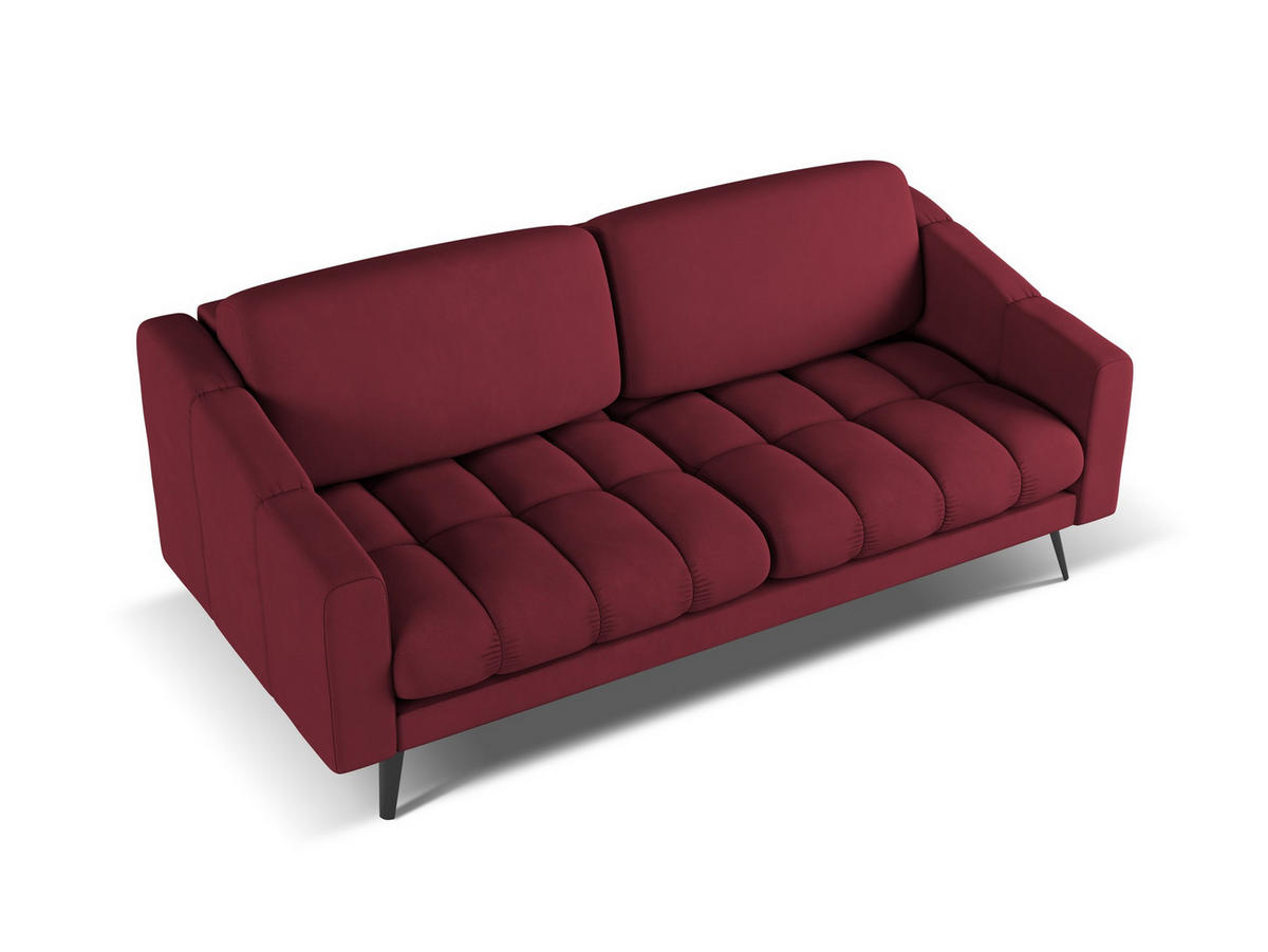 3-SITZER SOFA Chenille Stoff Rot - Rot/Weinrot, Textil/Metall (202/80/95cm) - Makamii