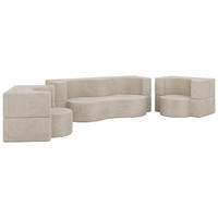 SITZGARNITUR SANOA 2+1+1 - Creme Cord - Creme, Textil (200/68/100cm) - MKS