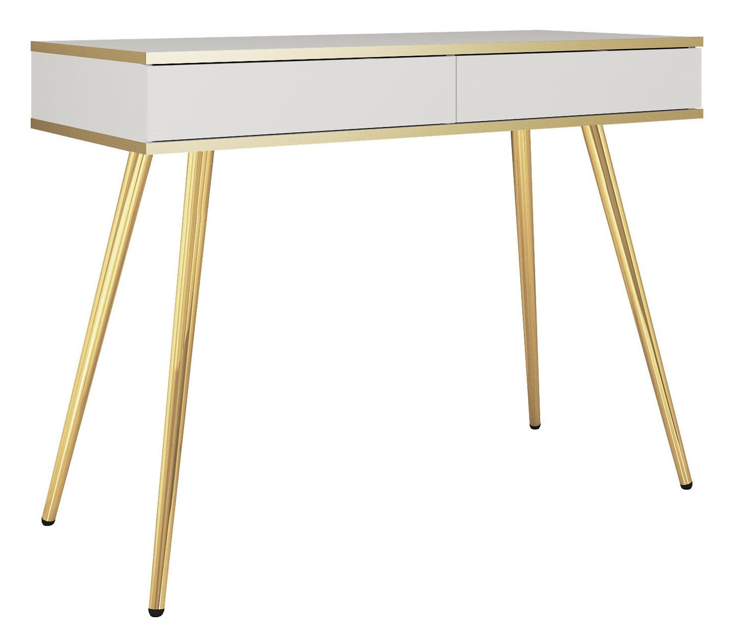 KONSOLENTISCH 100 cm Rodi mit Schublade, Weiß + Gold - Goldfarben/Weiß, Holz (102/80/50cm) - Emporius