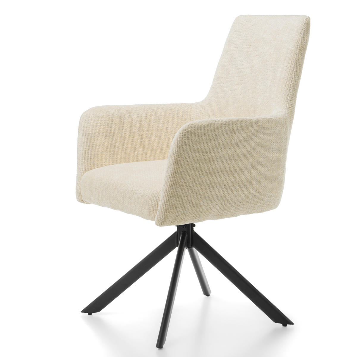 STUHL TITO gepolstert mit Steppung - hellbeige - Chenille - Beige/Schwarz, Textil/Metall (60/93/64cm) - NEW HOME