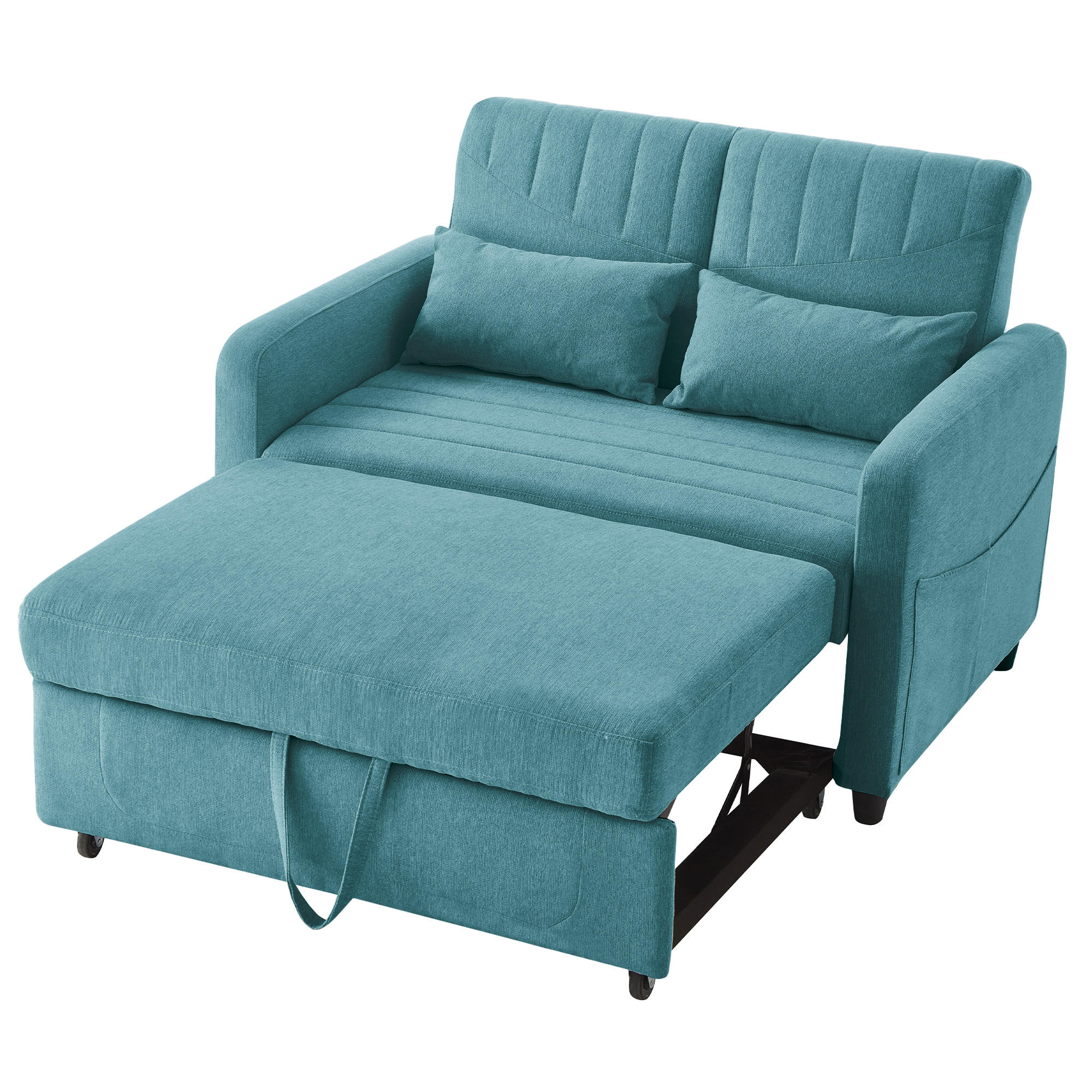 SCHLAFSOFA 2-Sitzer ausziehbar mit 3-stufiger Rückenlehne - Petrol, Kunststoff (114/82.5/77cm)