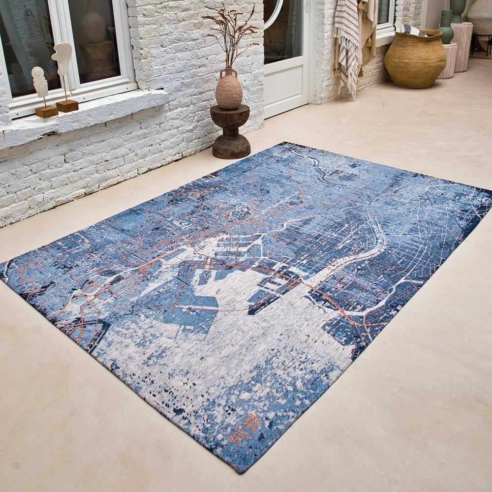 TEPPICH Conductive Blue Cities 170/240 cm - Blau, Textil (170/240cm) - Louis De Poortere