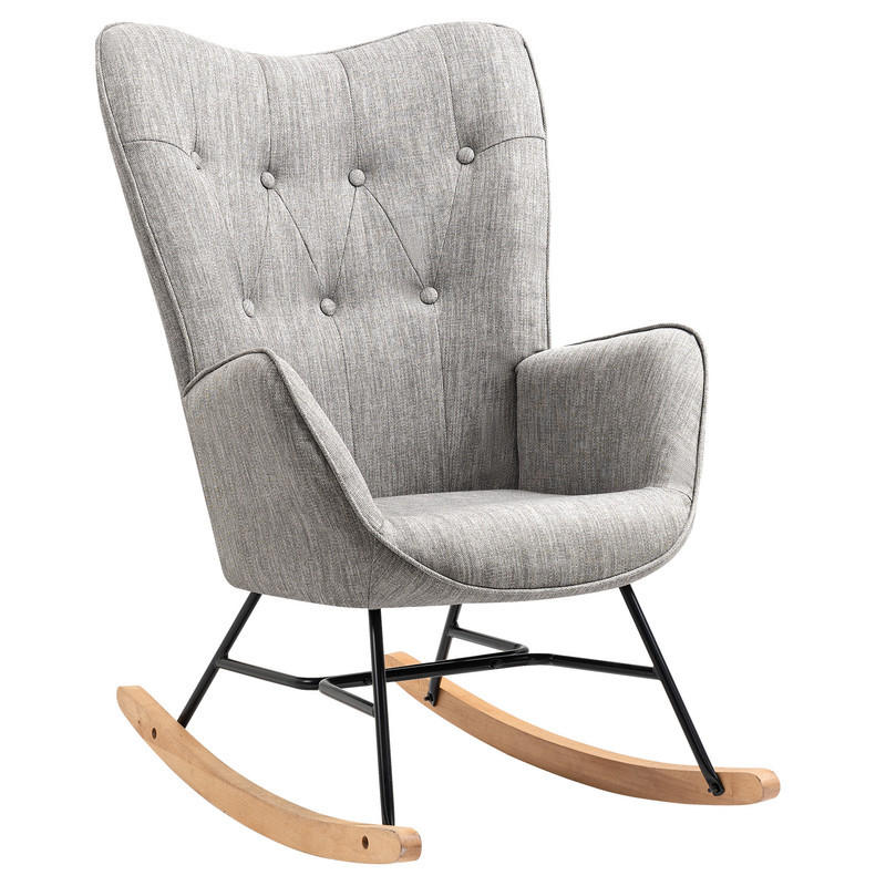 SCHAUKELSTUHL, Stoff, Hellgrau - Grau, Holz/Metall (53/98/85cm) - Meubles Cosy