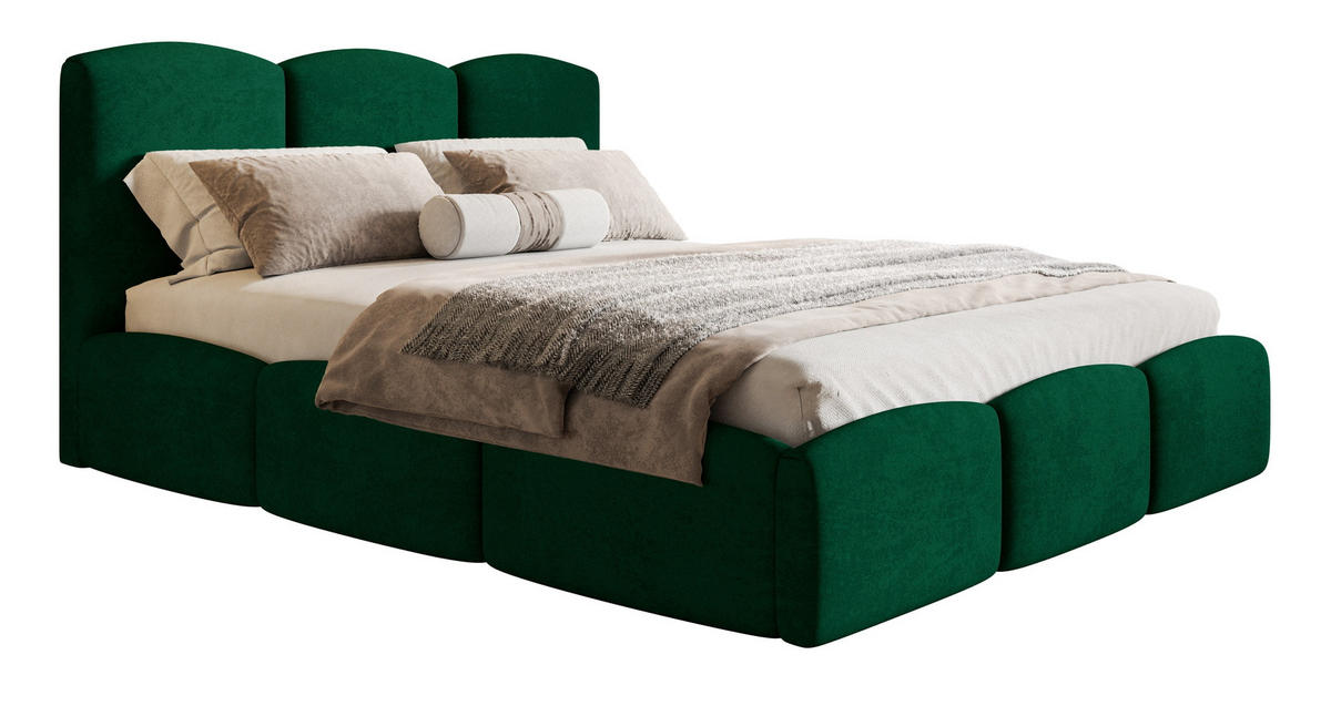 POLSTERBETT 160x200 Roma Slim mit Bettkasten, Lattenrost, Velvet Grün - Grün, Holz/Textil (160/200cm) - Emporius