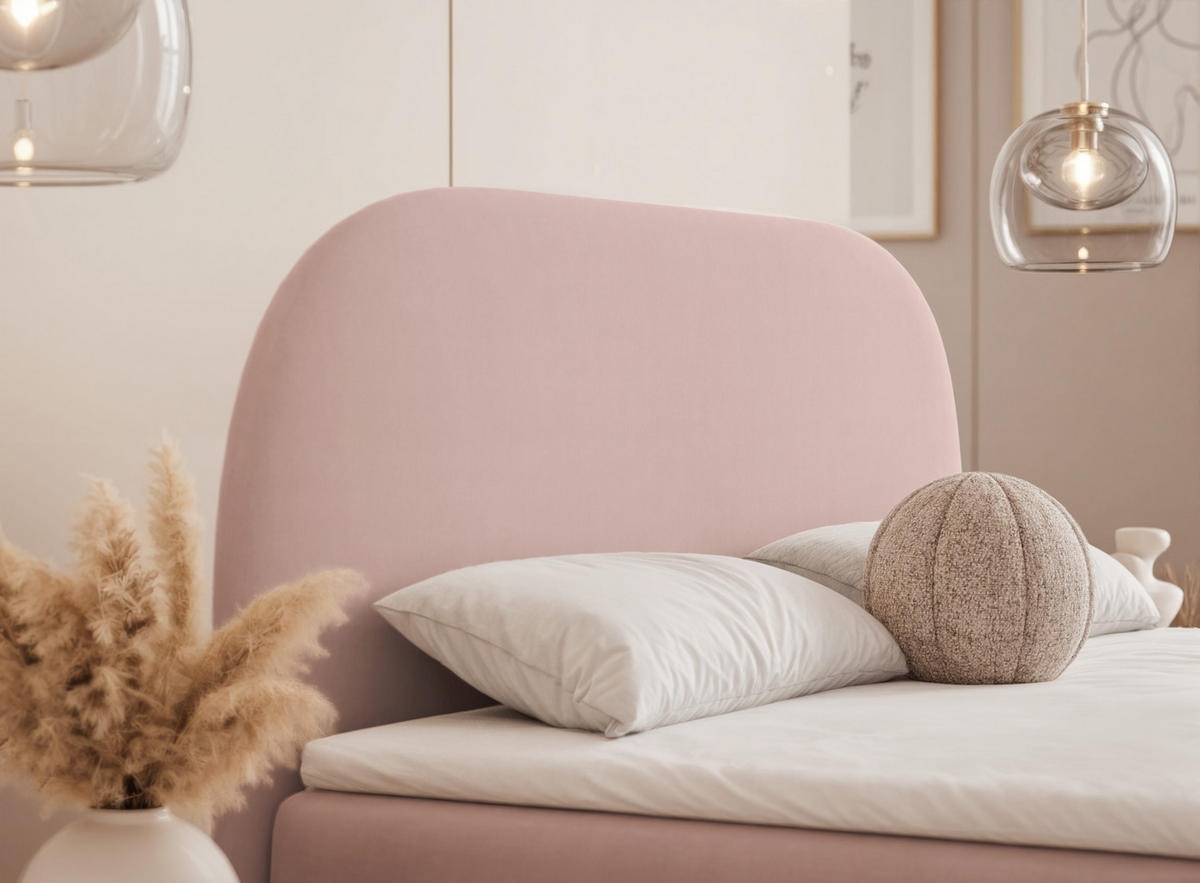 BOXBETT NOELIA 180/200 cm mit Matratze, Puderrosa - Altrosa, Textil/Metall (180/200cm) - Idohome